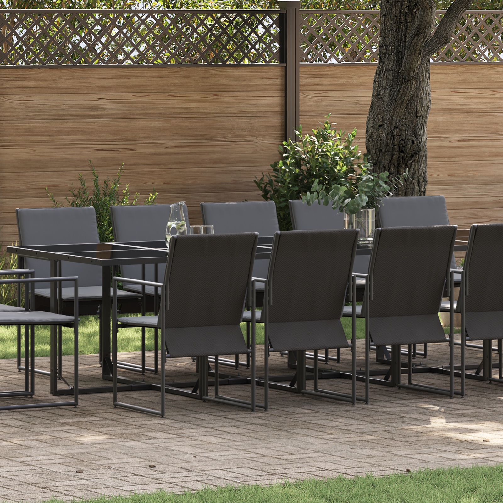 Hage Spisegruppe 15 pcs Svart Stål