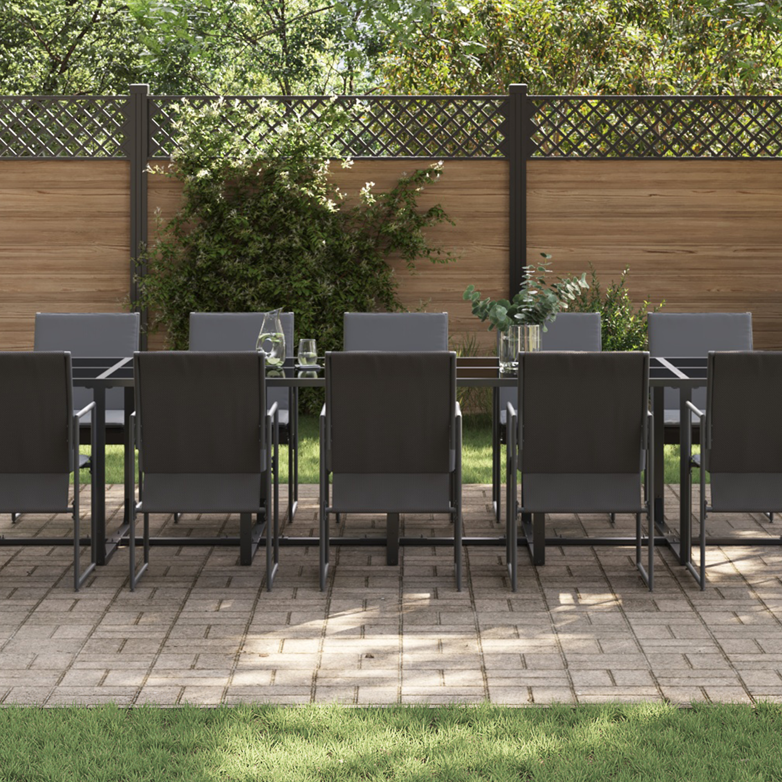Hage Spisegruppe 15 pcs Svart Stål