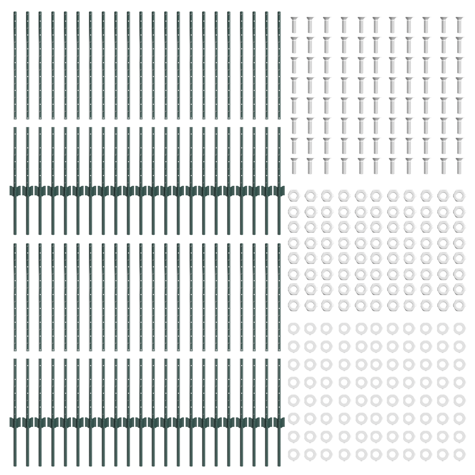 Gjerdepunkter 44 pcs grønn 140 cm Stål