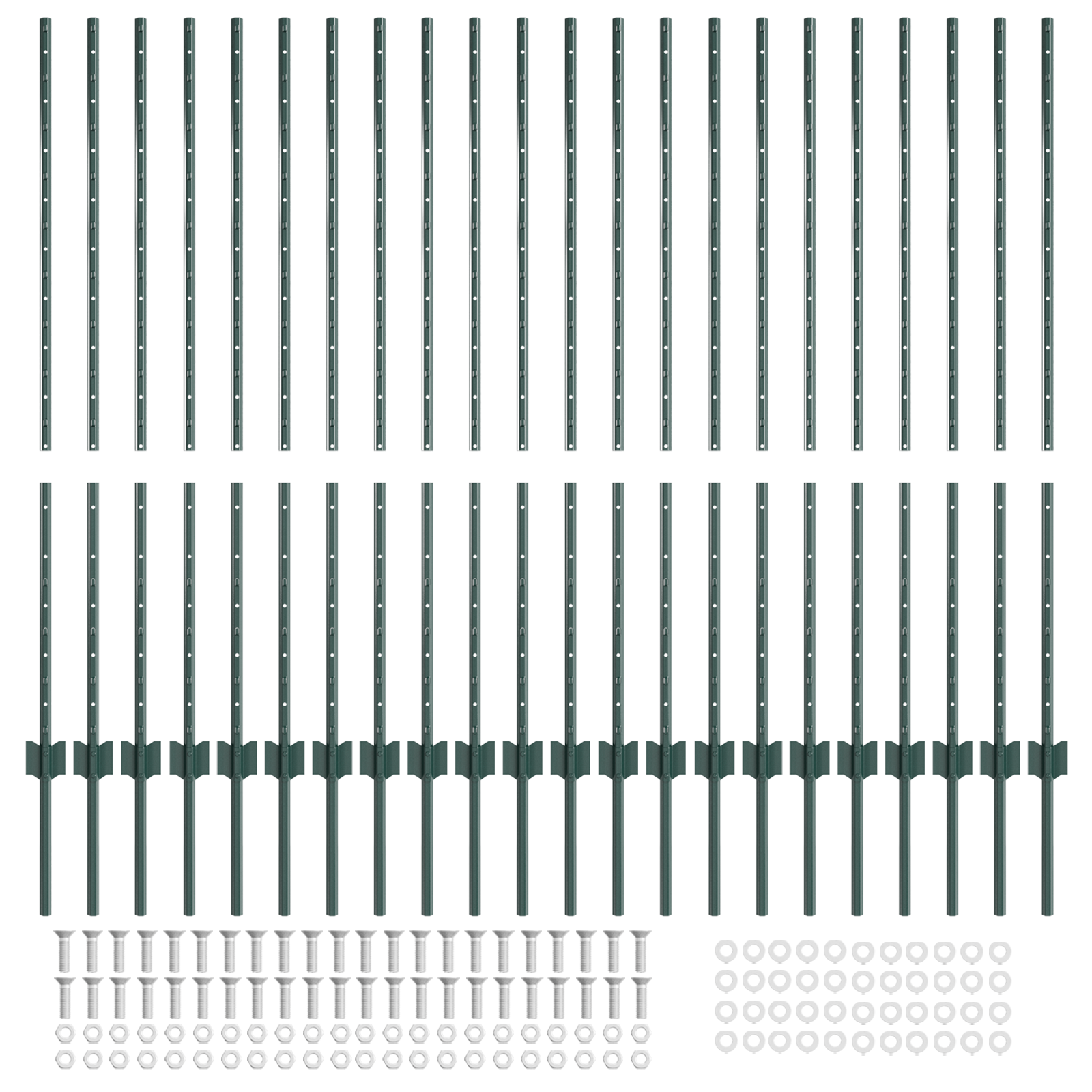 Gjerdepunkter 22 pcs grønn 160 cm Stål
