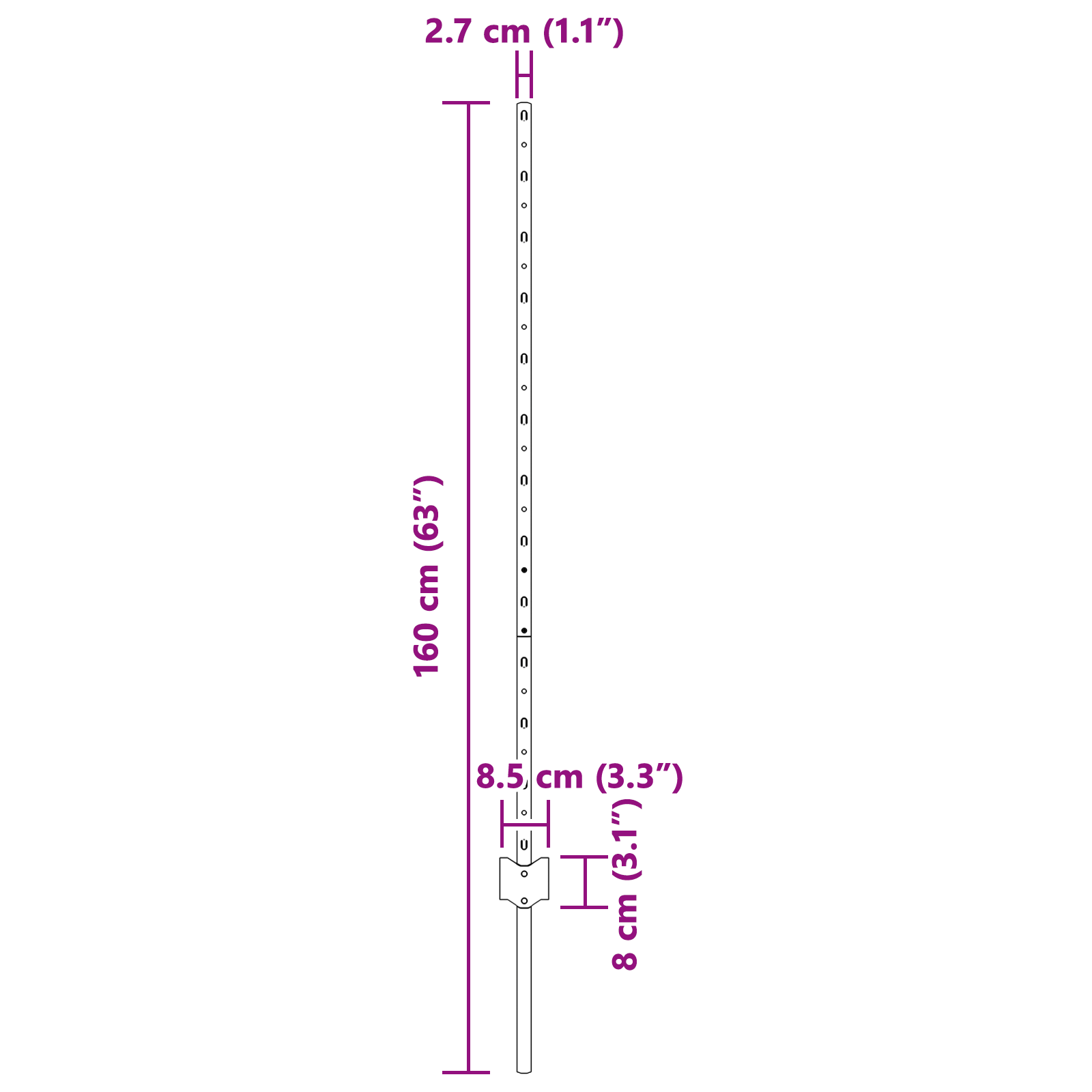Gjerdepunkter 88 pcs sølv 160 cm Stål