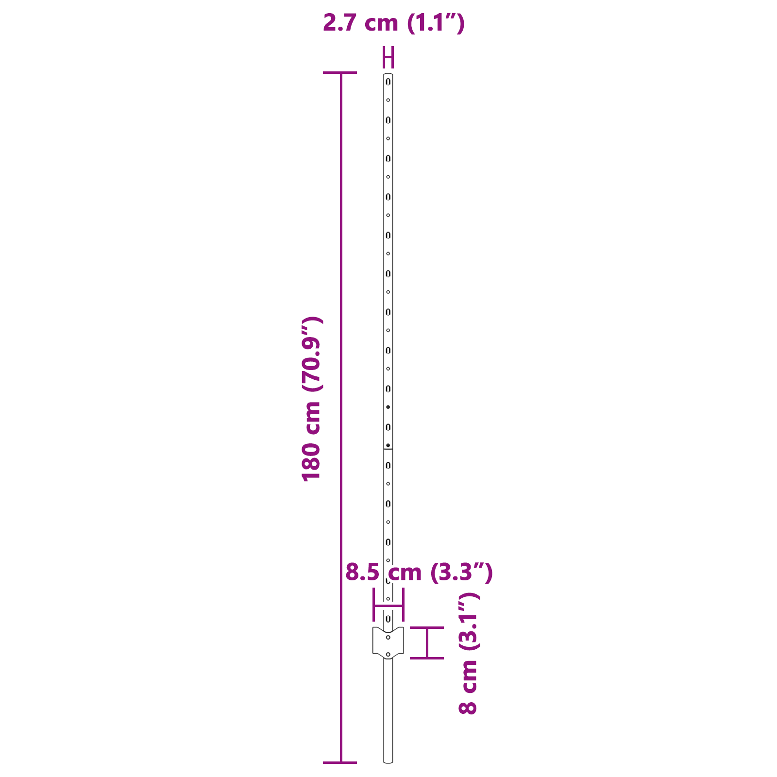 Gjerdepunkter 88 pcs sølv 180 cm Stål