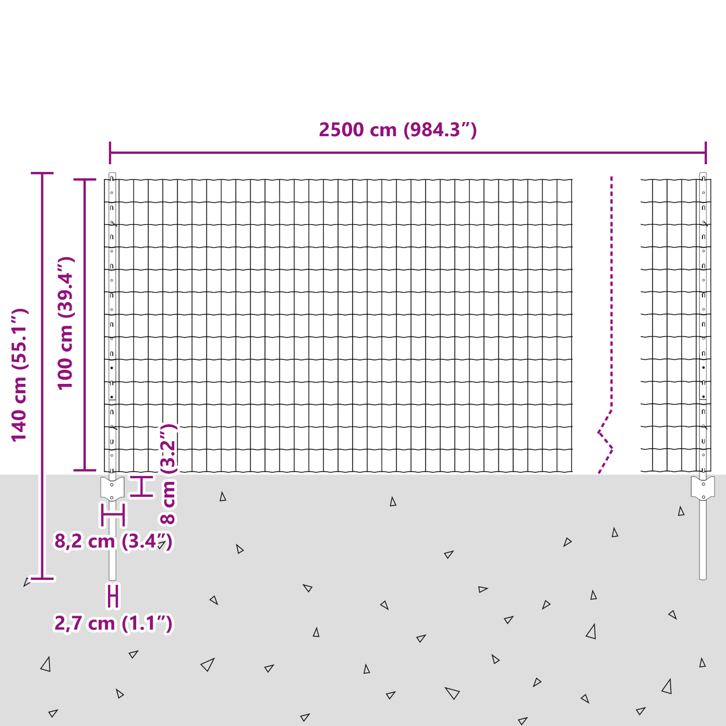 Euro gjerdet med stolpe 25 x 1 m PVC-belagt stål Grå Mesh
