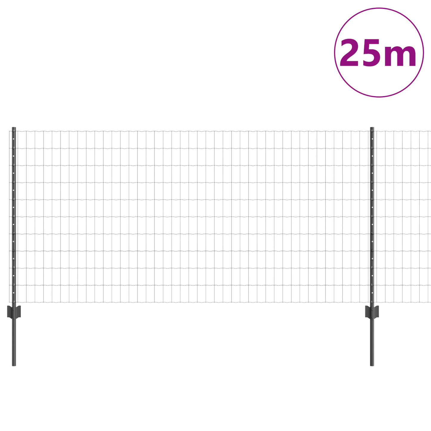 Euro gjerdet med stolpe 25 x 1 m PVC-belagt stål Grå Mesh