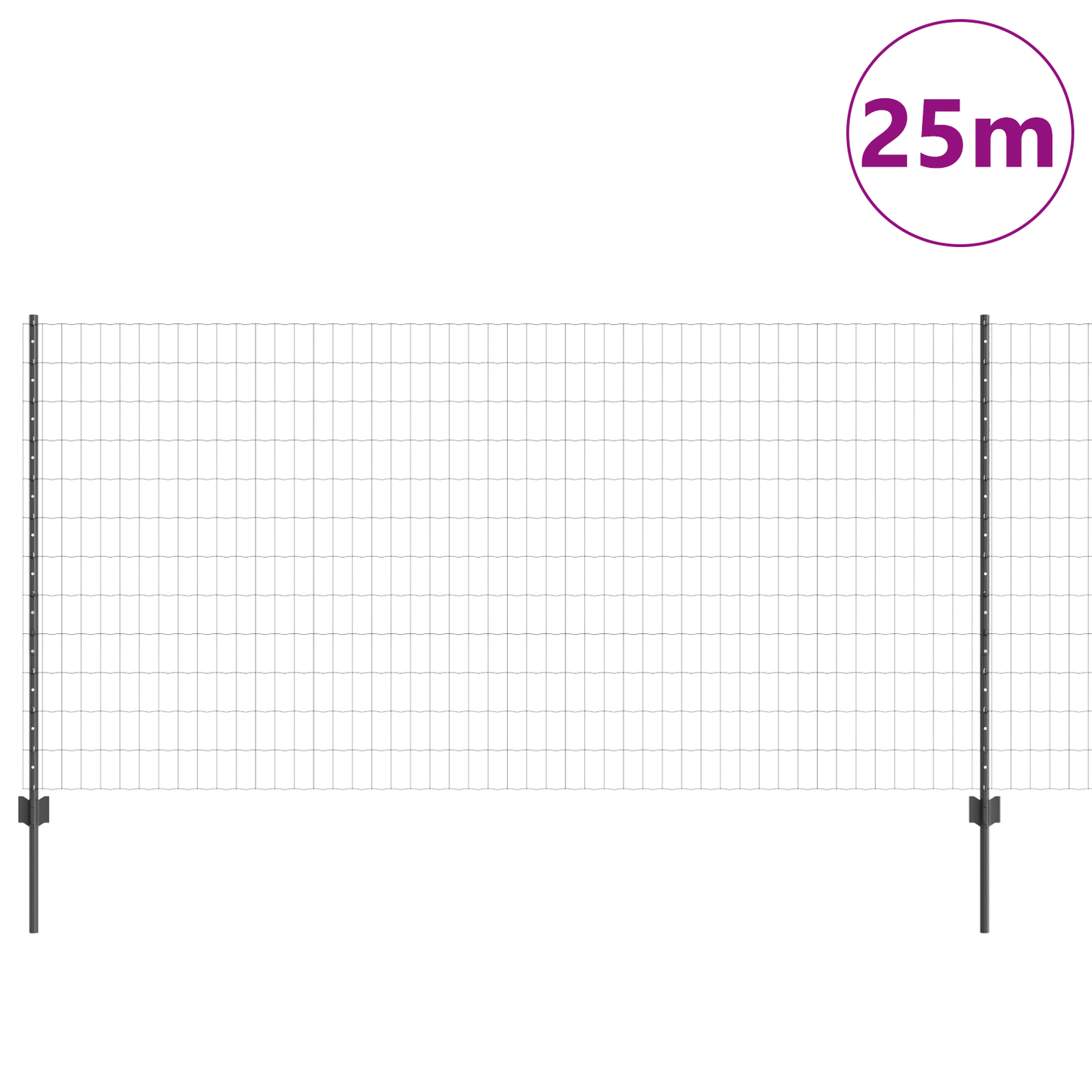 Euro gjerdet med stolpe 25 x 1,2 m PVC-belagt stål Grå Mesh