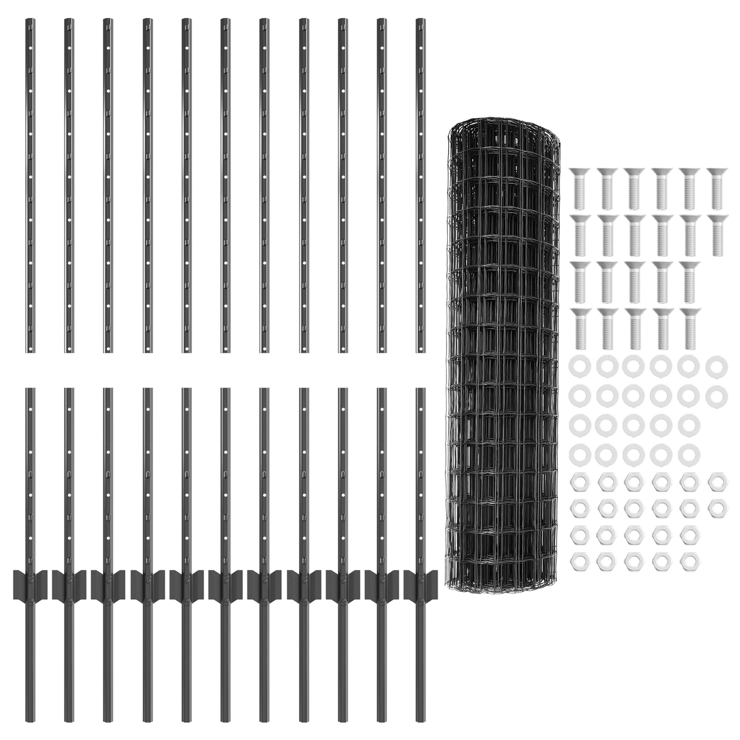 Euro gjerdet med stolpe 25 x 1 m PVC-belagt stål Grå Mesh