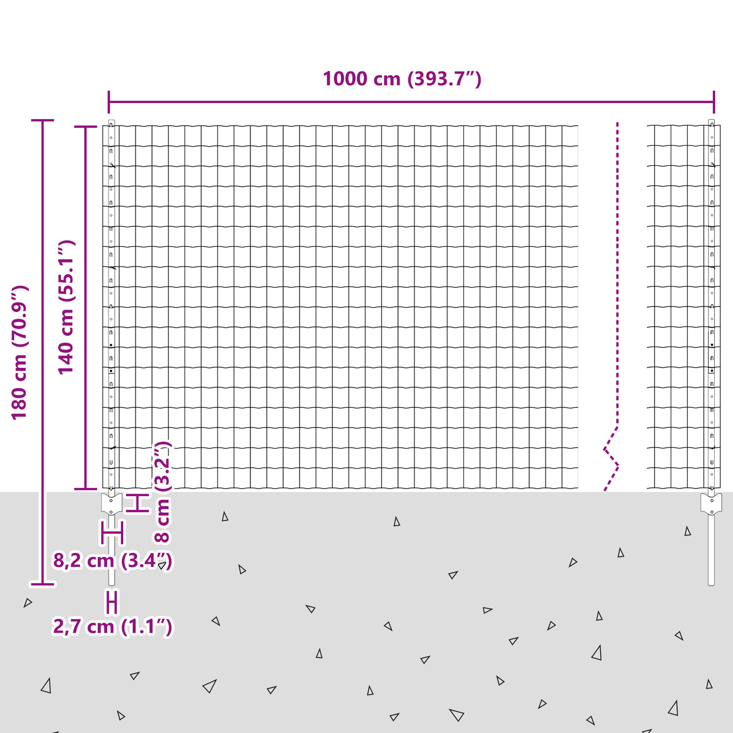 Euro gjerdet med stolpe 10 x 1,4 m PVC-belagt stål Grå Mesh