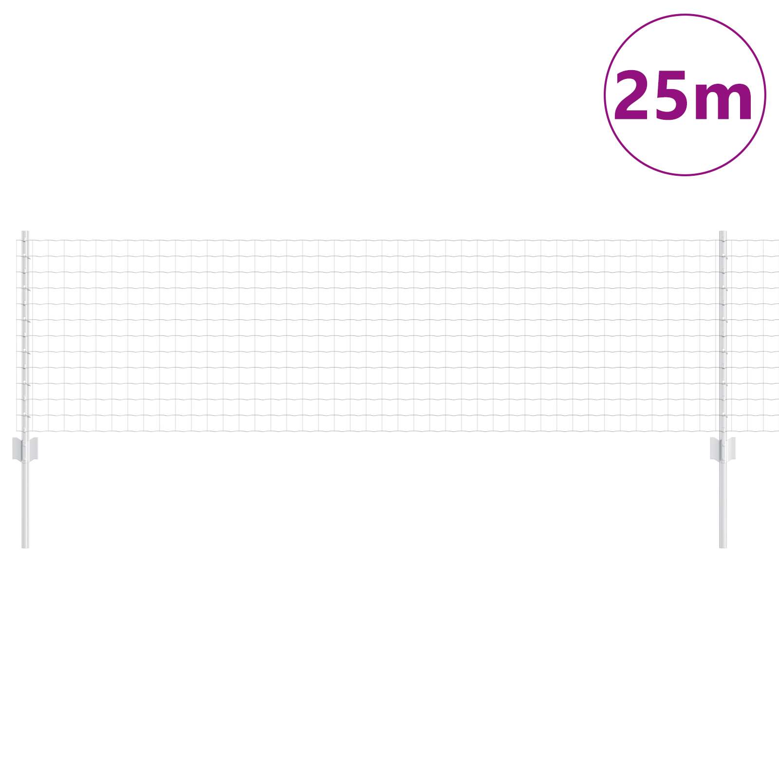 Gjerde med innlegg. sølv 0.6 x 25 m Stål