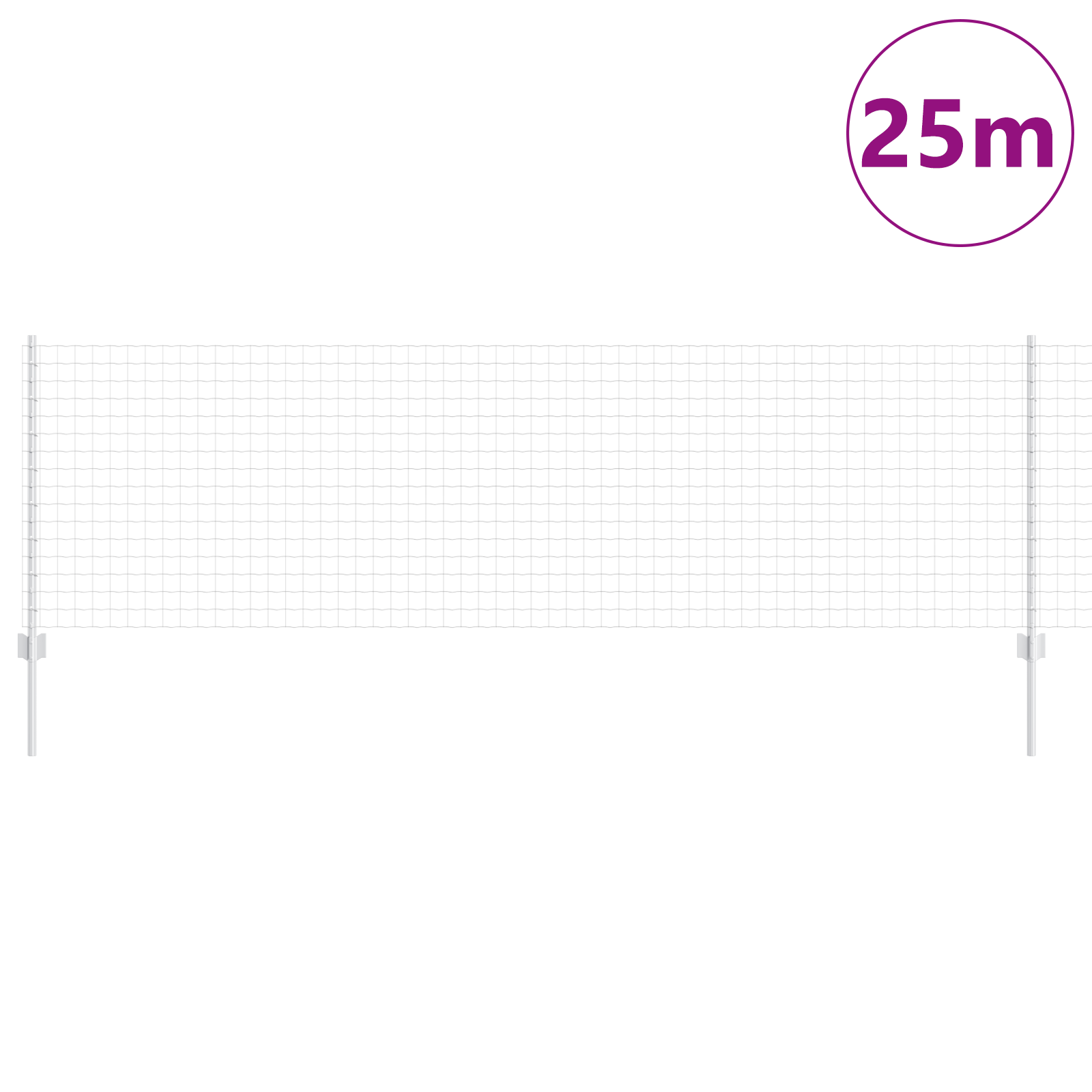 Gjerde med innlegg. sølv 0.8 x 25 m Stål