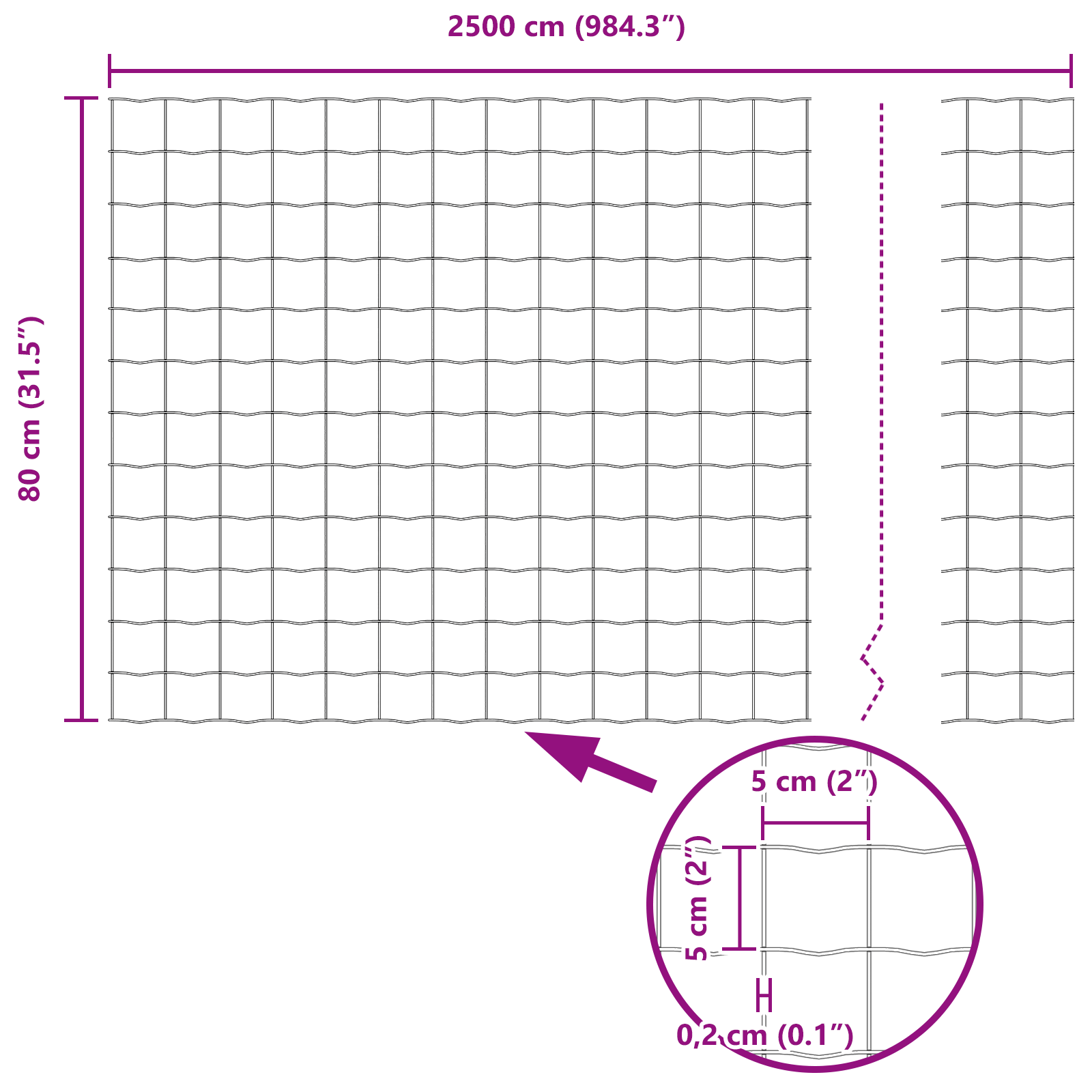 Gjerde med innlegg. sølv 0.8 x 25 m Stål