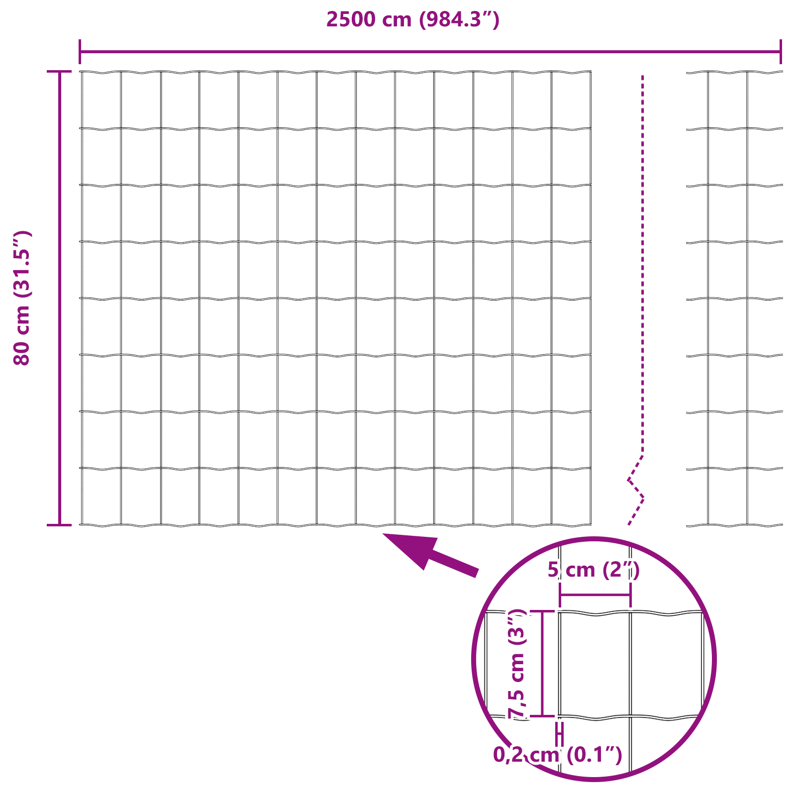 Gjerde med innlegg. sølv 0.8 x 25 m Stål