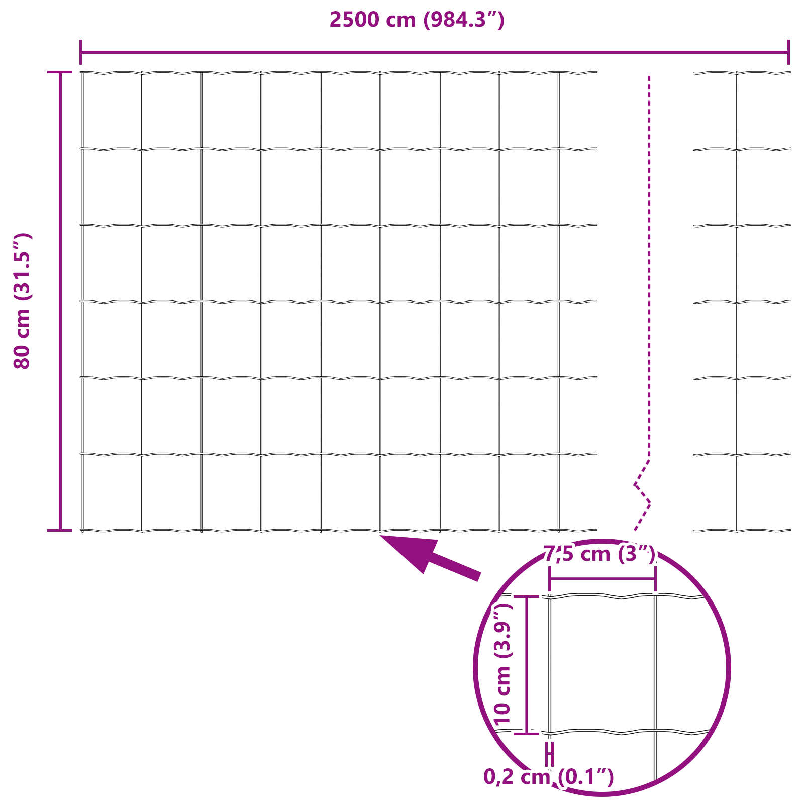 Gjerde med innlegg. sølv 0.8 x 25 m Stål
