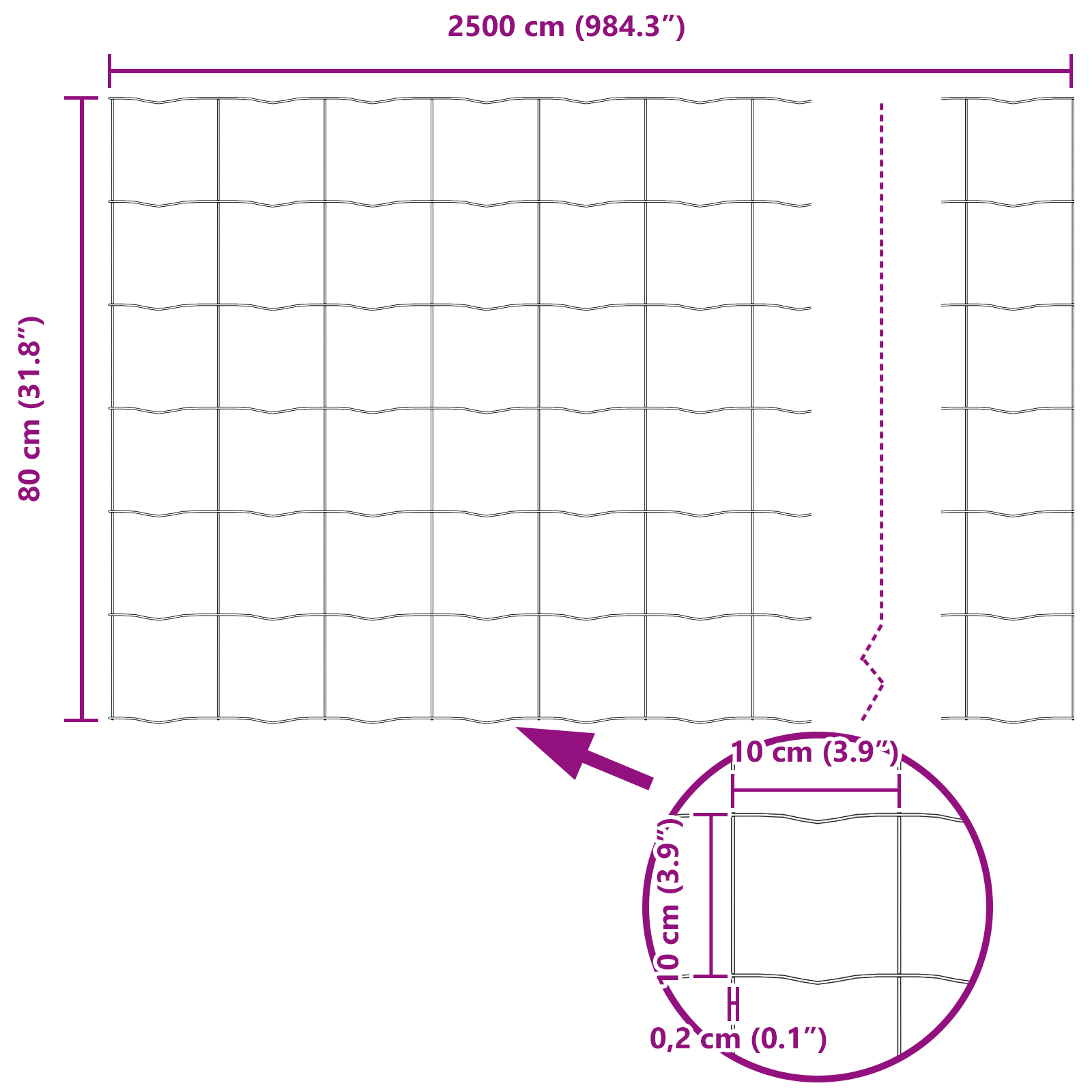 Gjerde med innlegg. sølv 0.8 x 25 m Stål