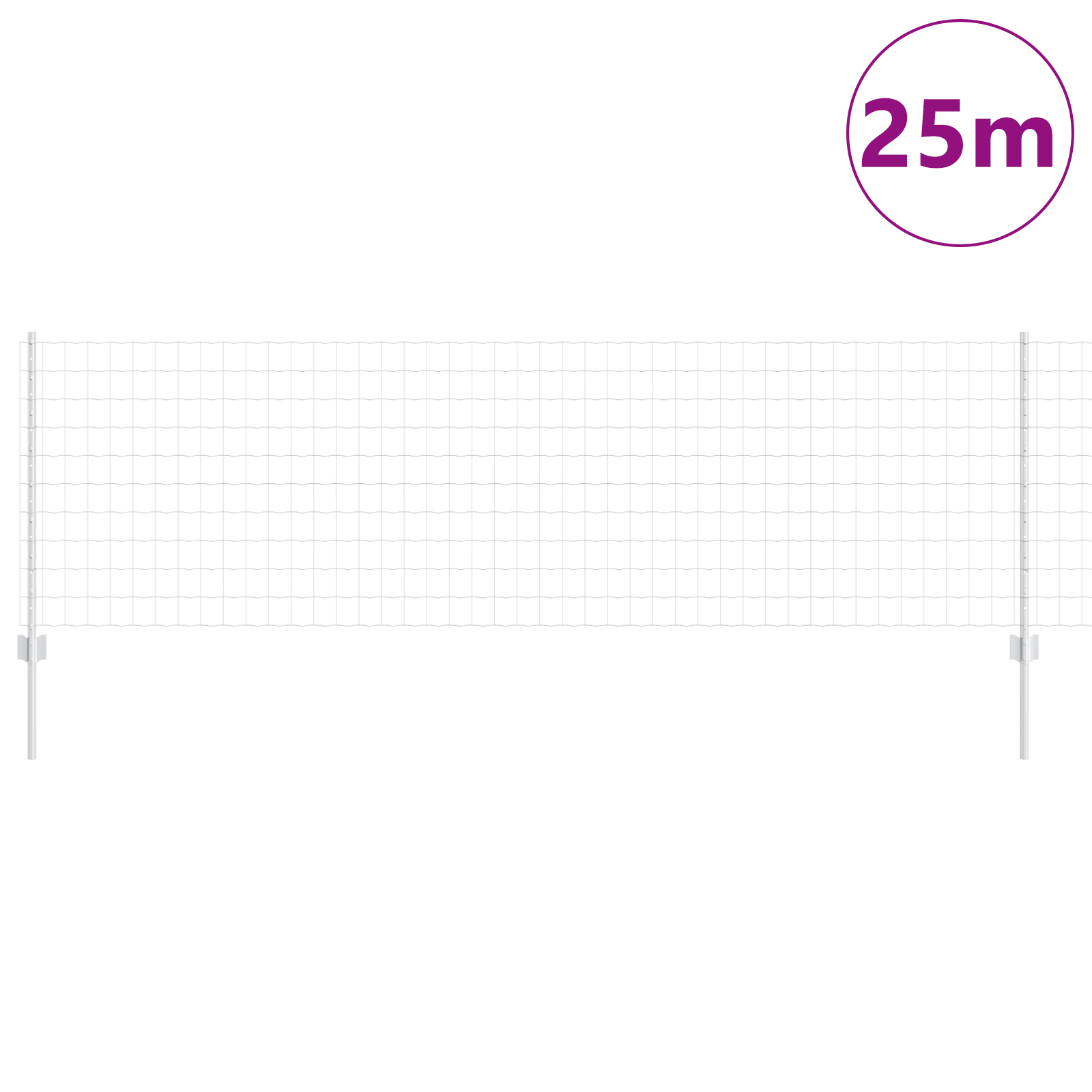 Gjerde med innlegg. sølv 0.8 x 25 m Stål