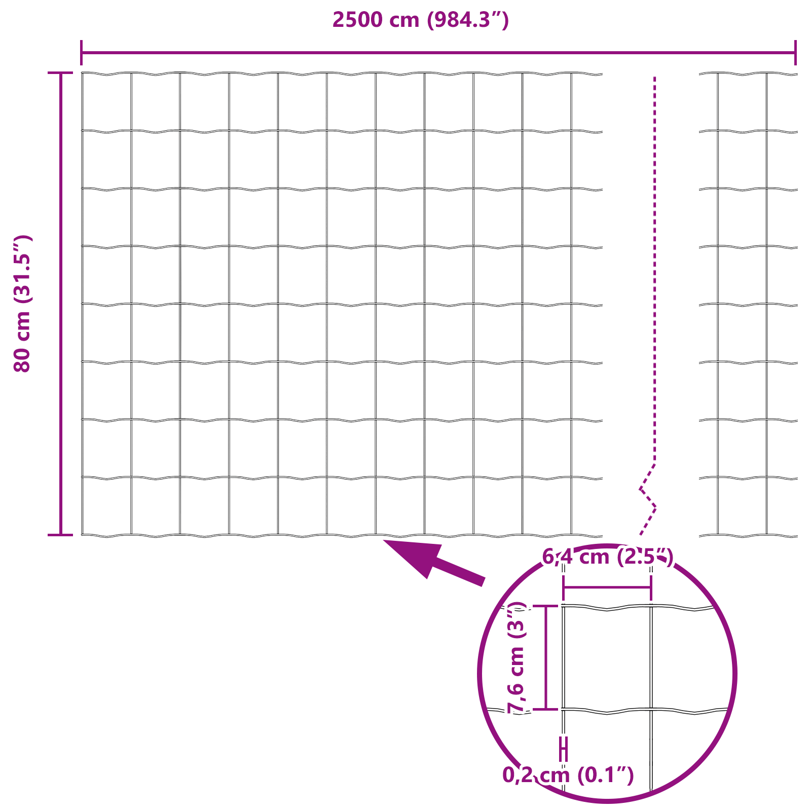 Gjerde med innlegg. sølv 0.8 x 25 m Stål