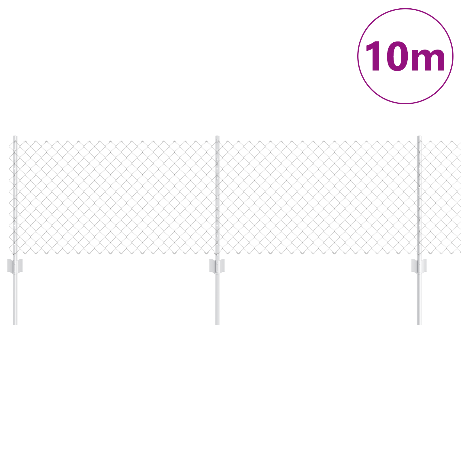 Gjerde med innlegg. sølv 0.6 x 10 m Stål