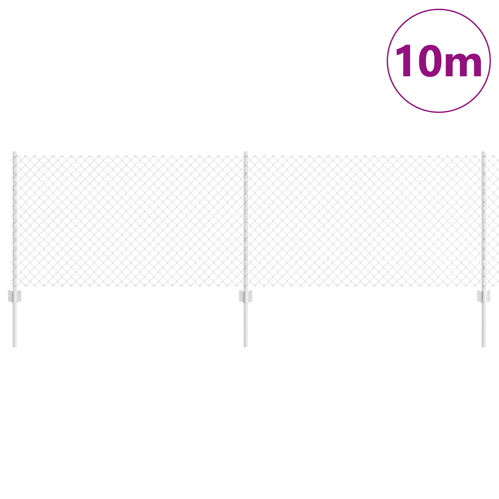 Gjerde med innlegg. sølv 0.8 x 10 m Stål