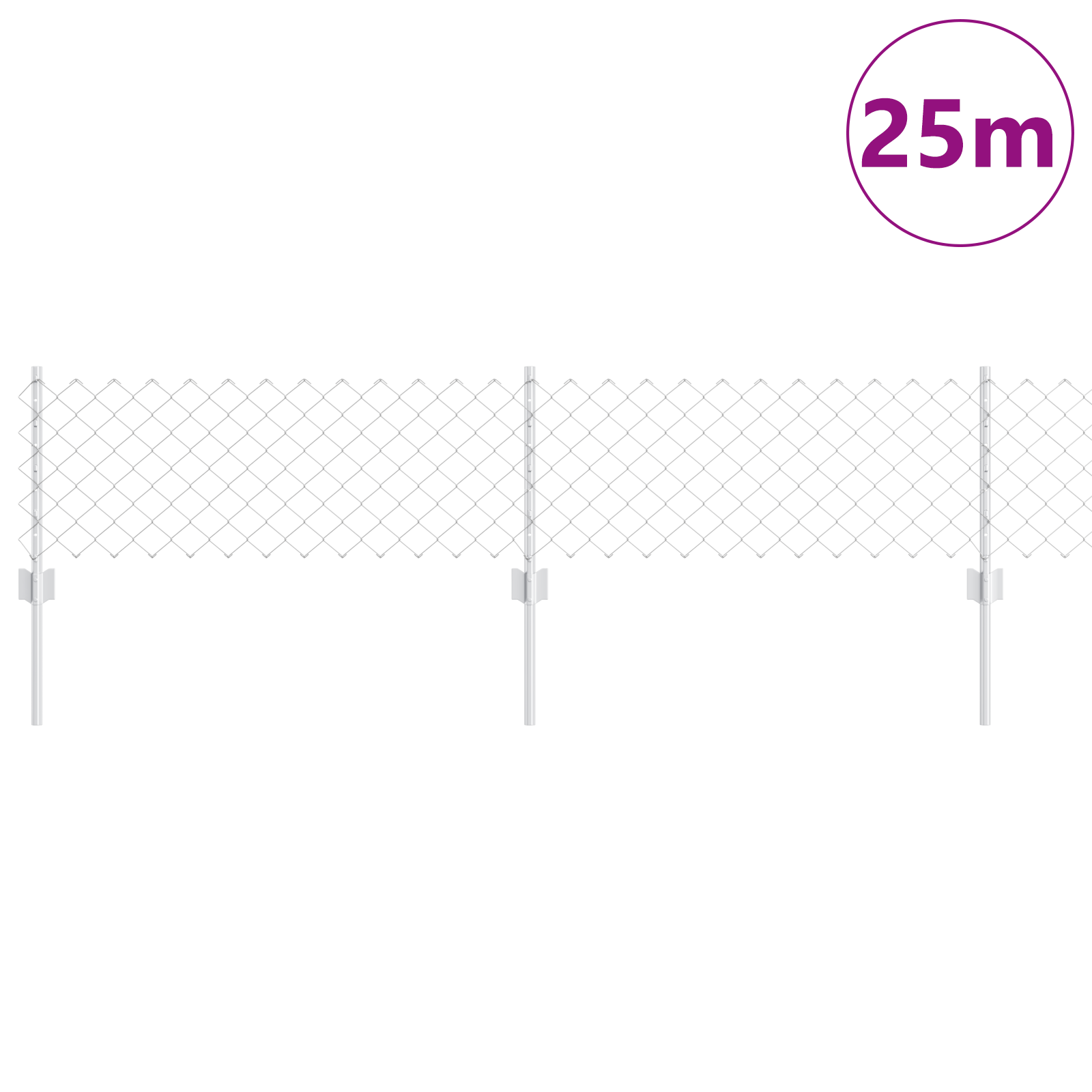 Gjerde med innlegg. sølv 0.4 x 25 m Stål