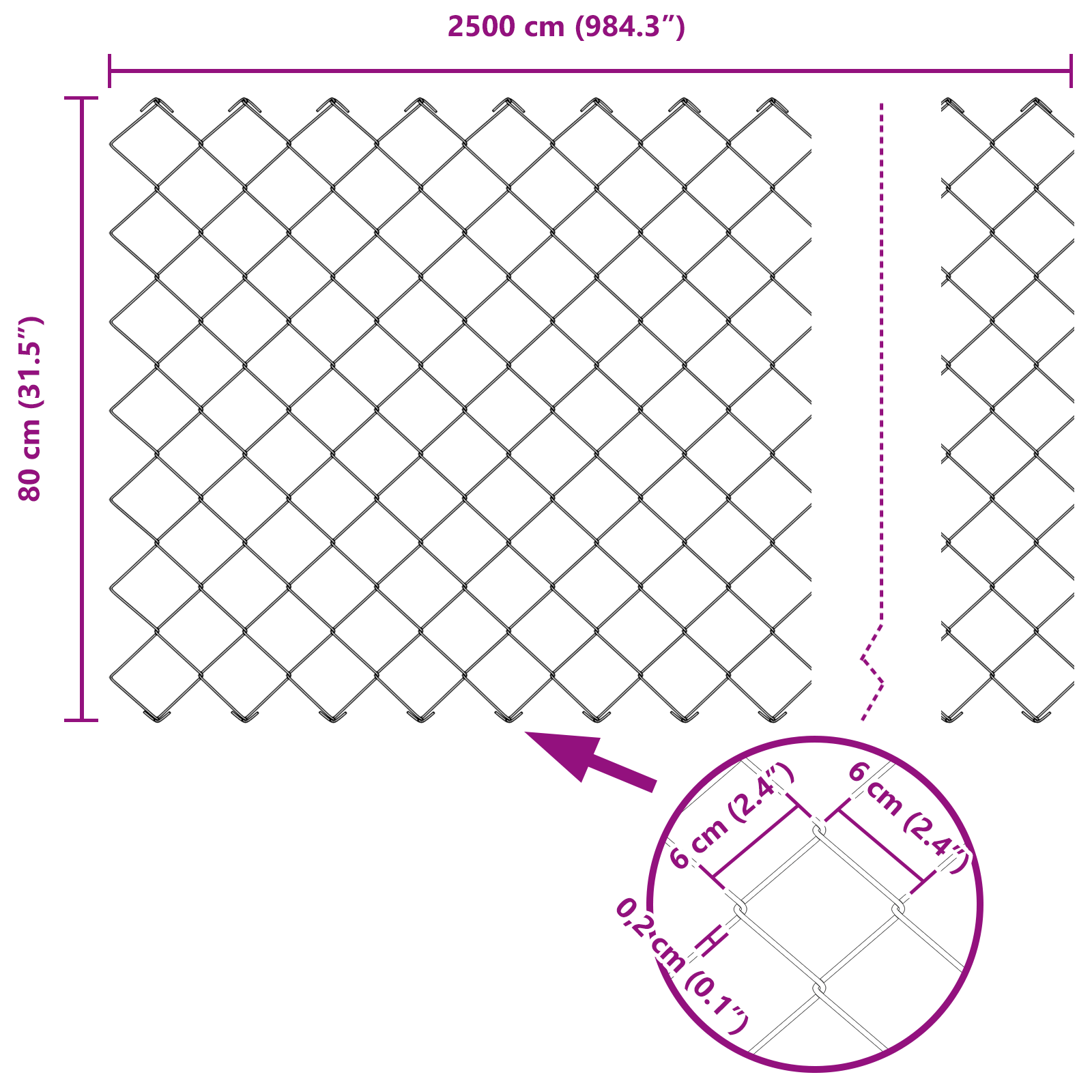 Gjerde med innlegg. sølv 0.8 x 25 m Stål