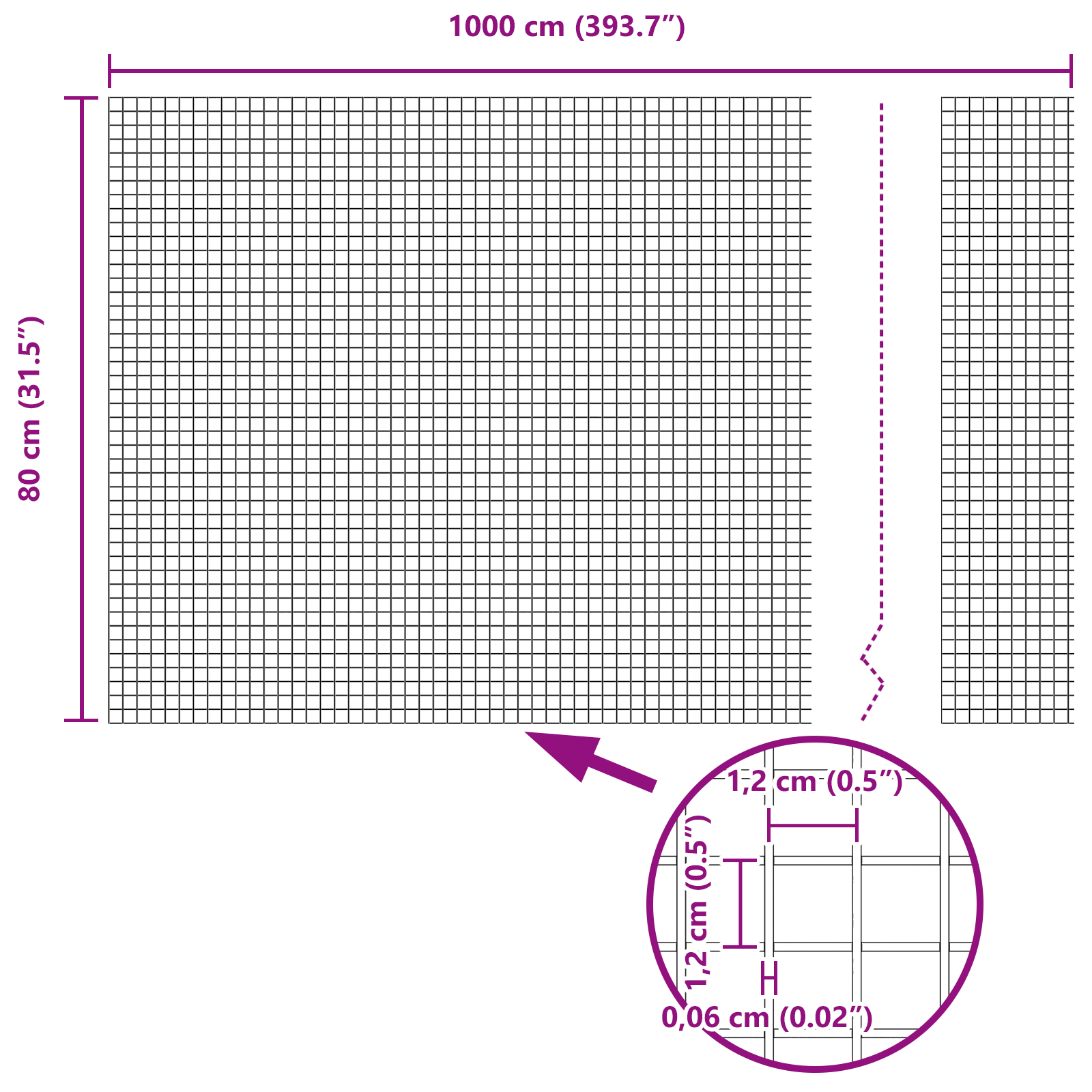 Gjerde med innlegg. sølv 0.8 x 10 m Stål