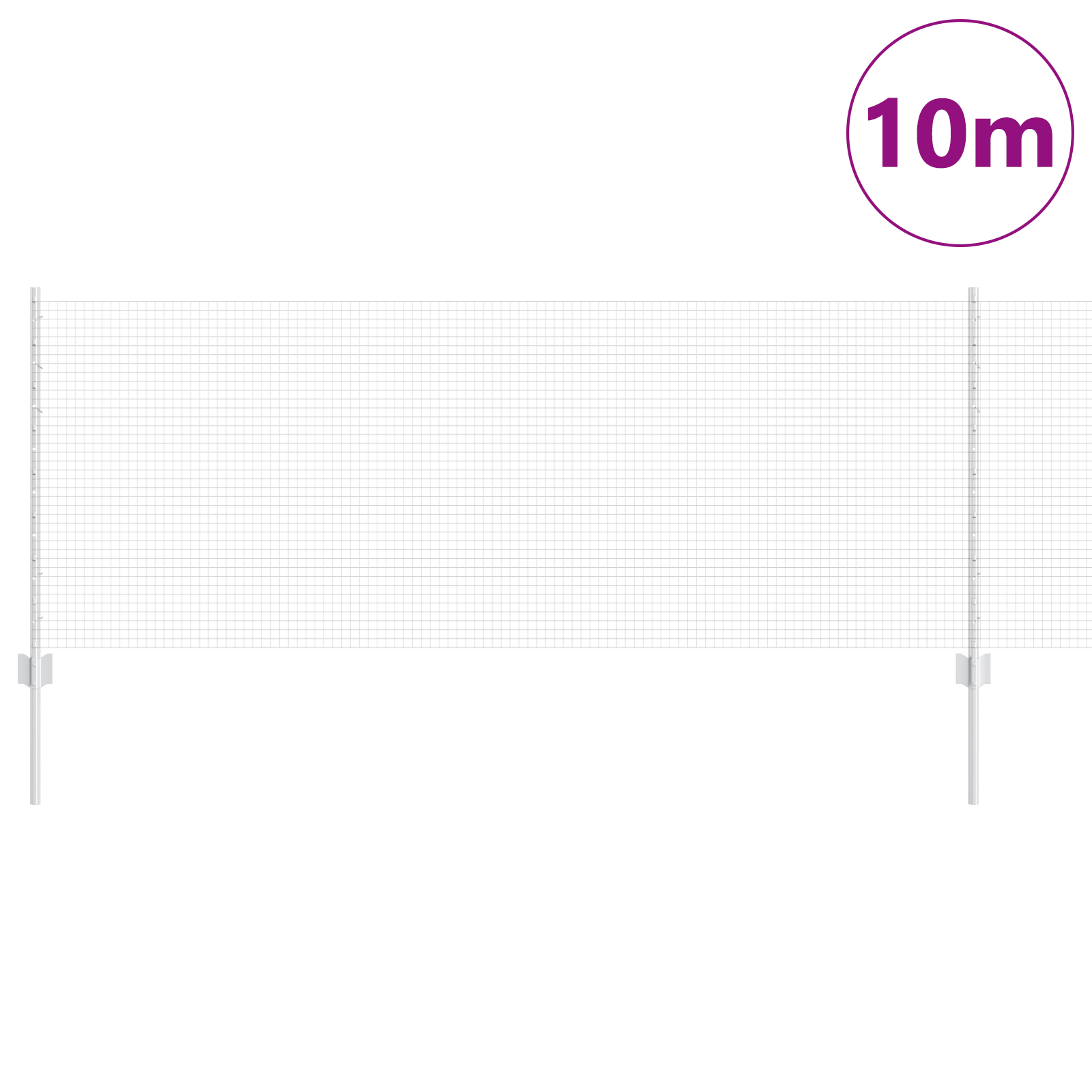 Gjerde med innlegg. sølv 0.8 x 10 m Stål