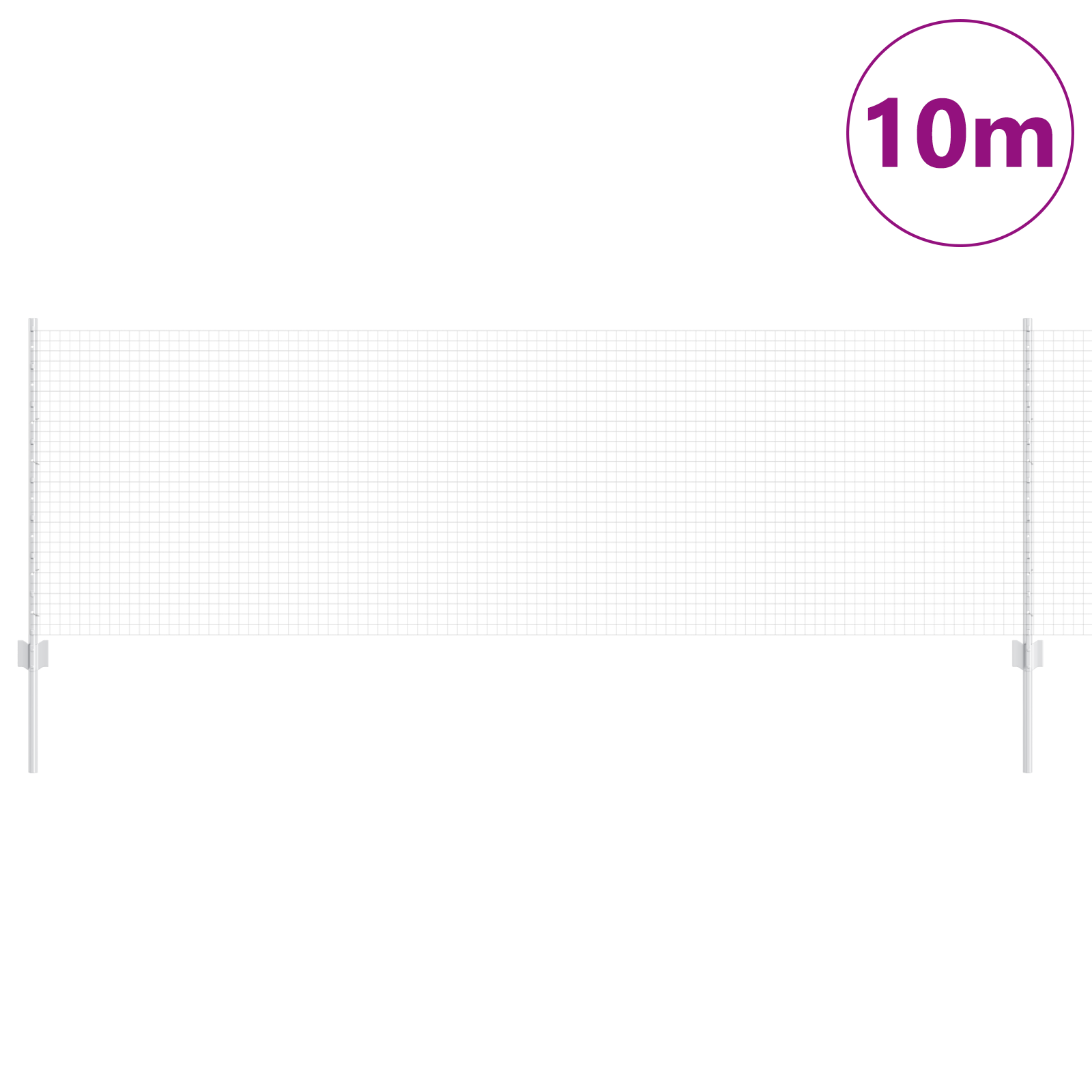 Gjerde med innlegg. sølv 0.8 x 10 m Stål