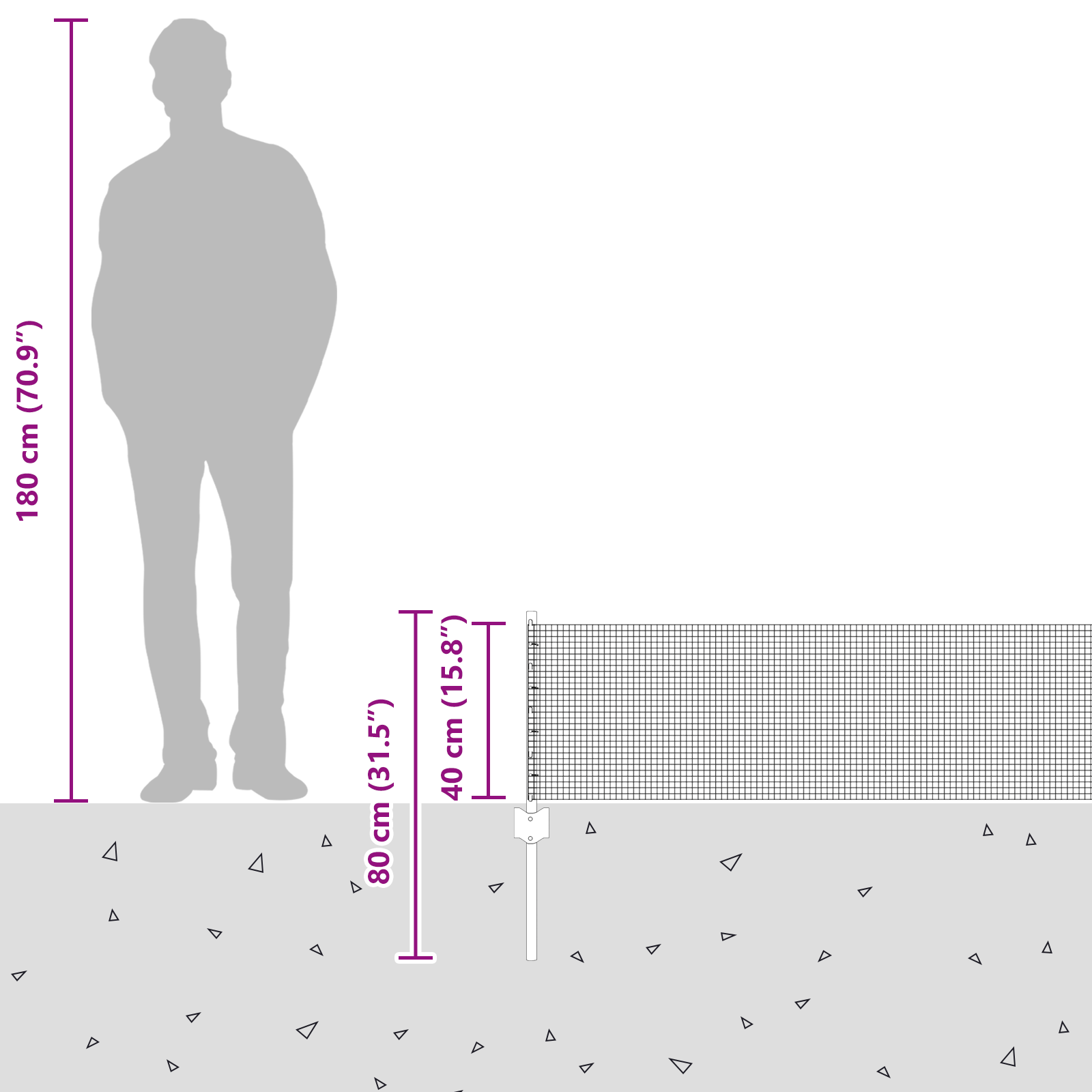 Gjerde med innlegg. sølv 0.4 x 25 m Stål