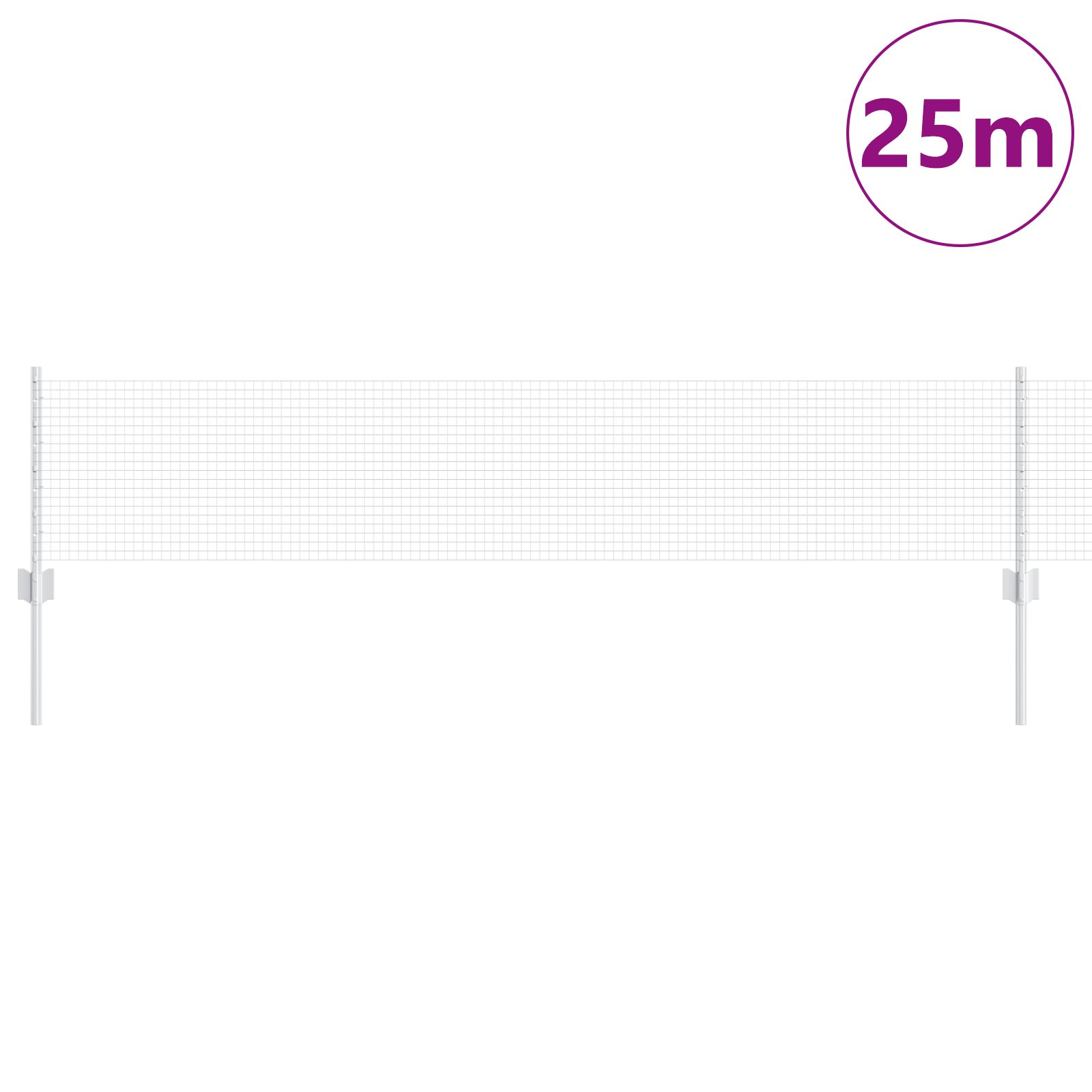 Gjerde med innlegg. sølv 0.4 x 25 m Stål