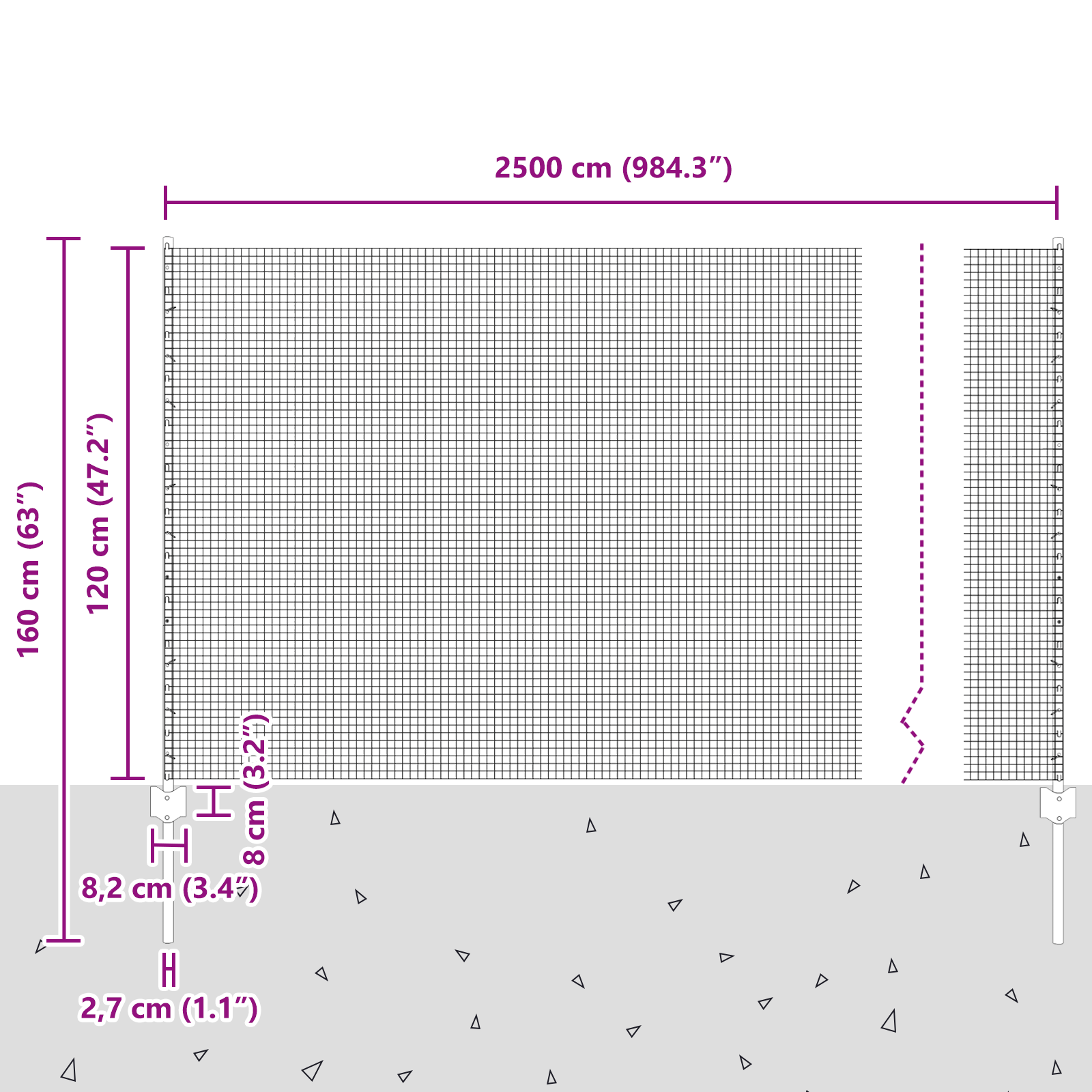 Gjerde med innlegg. sølv 1.2 x 25 m Stål