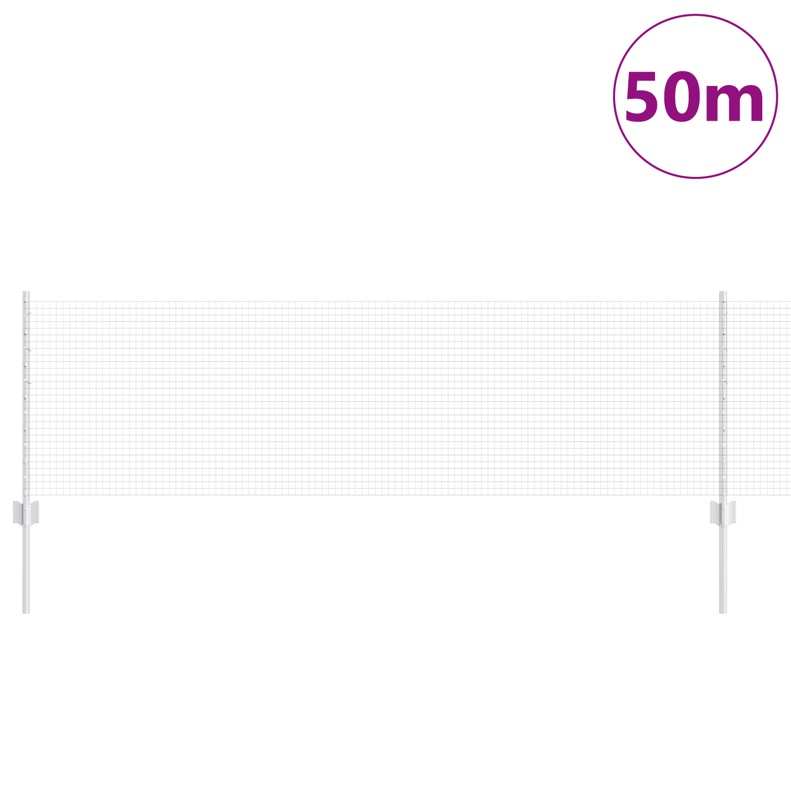 Gjerde med innlegg. sølv 0.6 x 50 m Stål