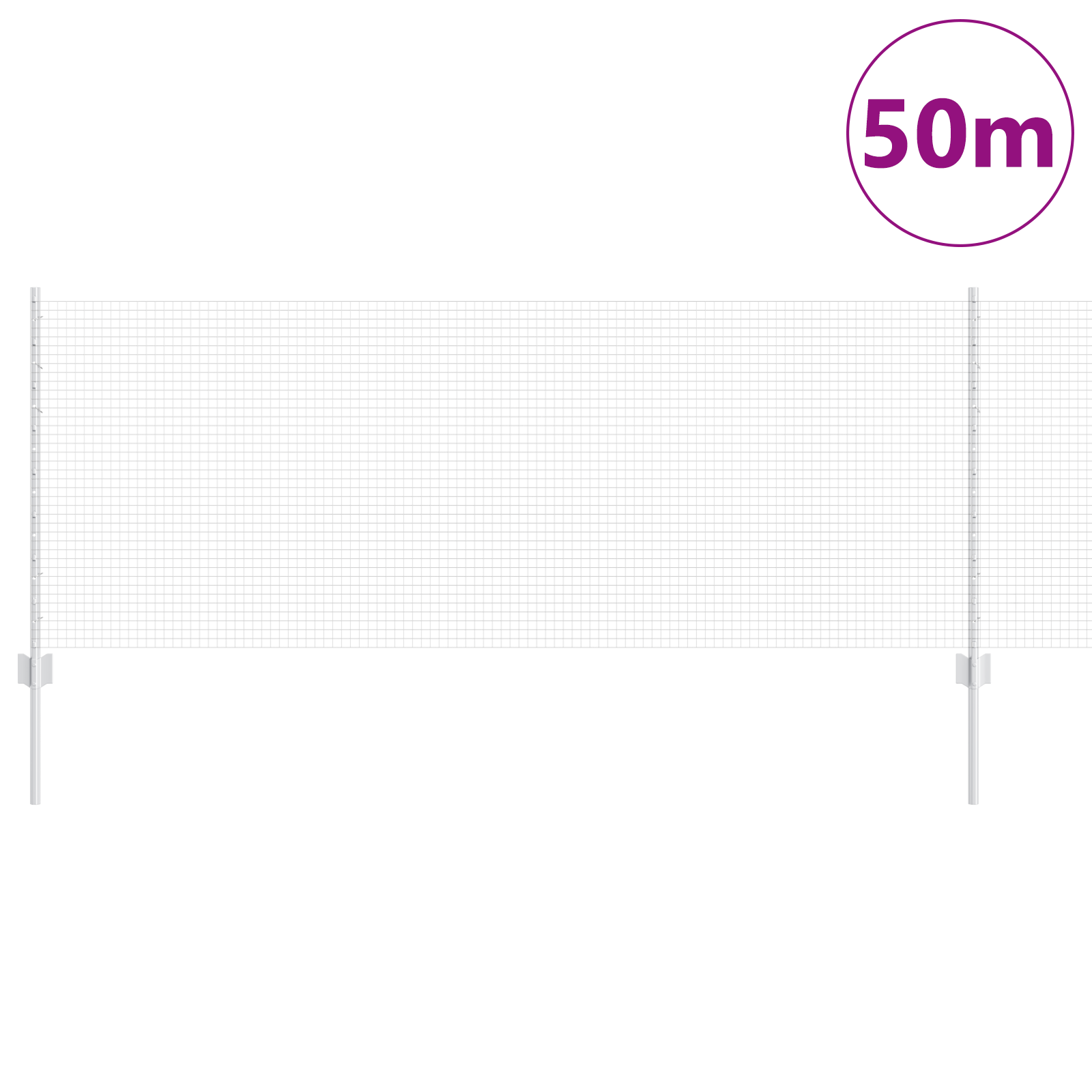 Gjerde med innlegg. sølv 0.8 x 50 m Stål