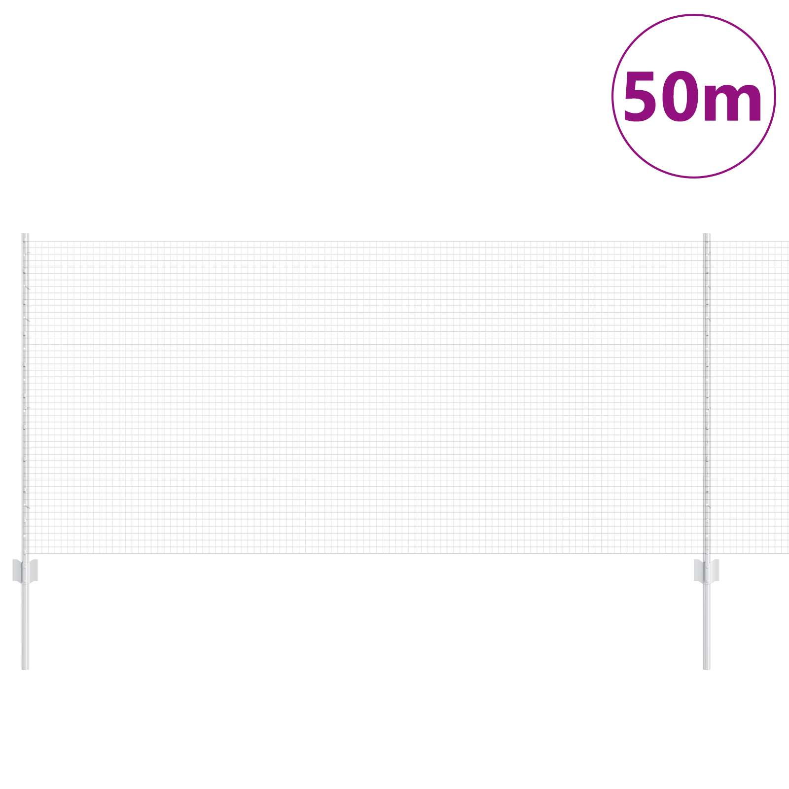 Gjerde med innlegg. sølv 1 x 50 m Stål