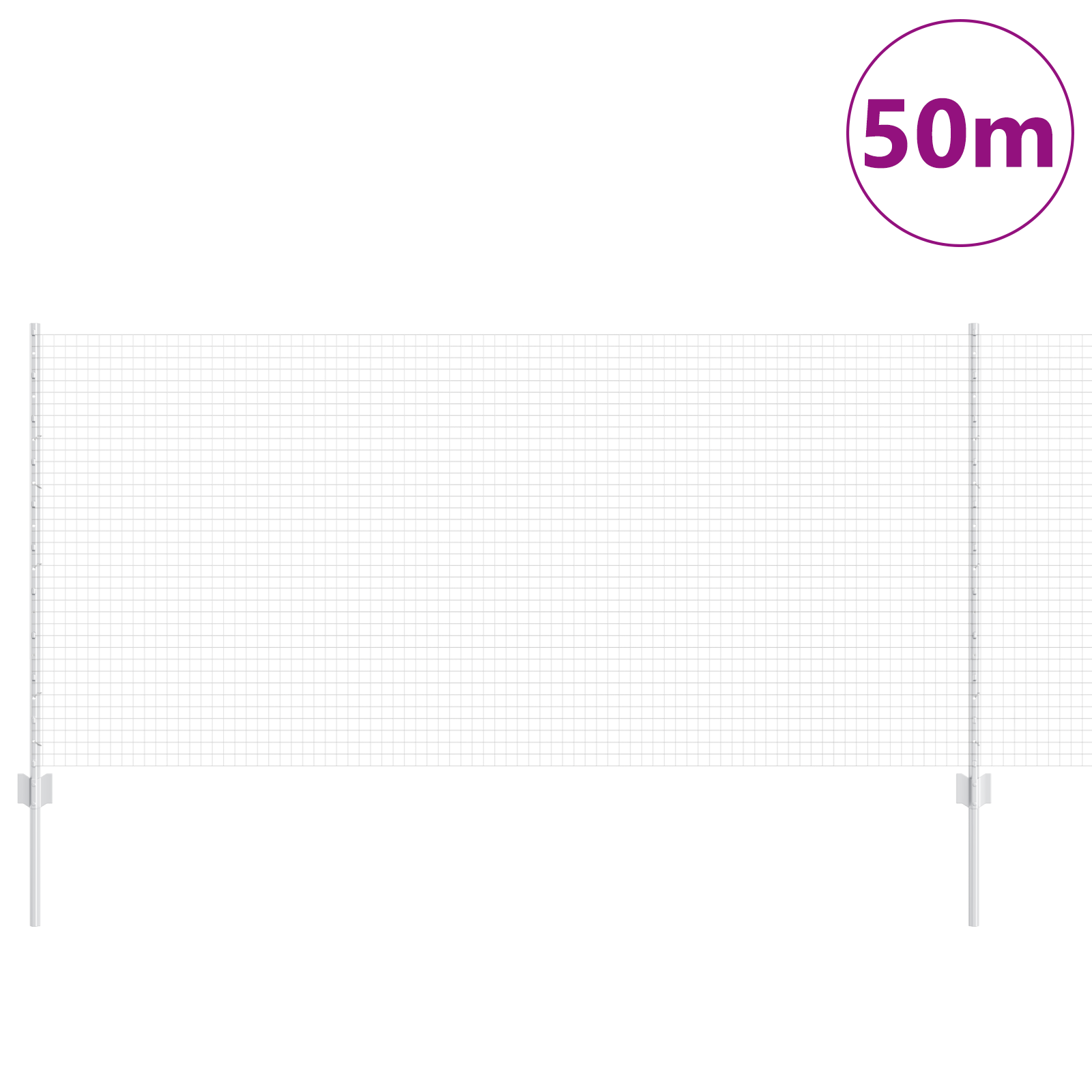 Gjerde med innlegg. sølv 1 x 50 m Stål