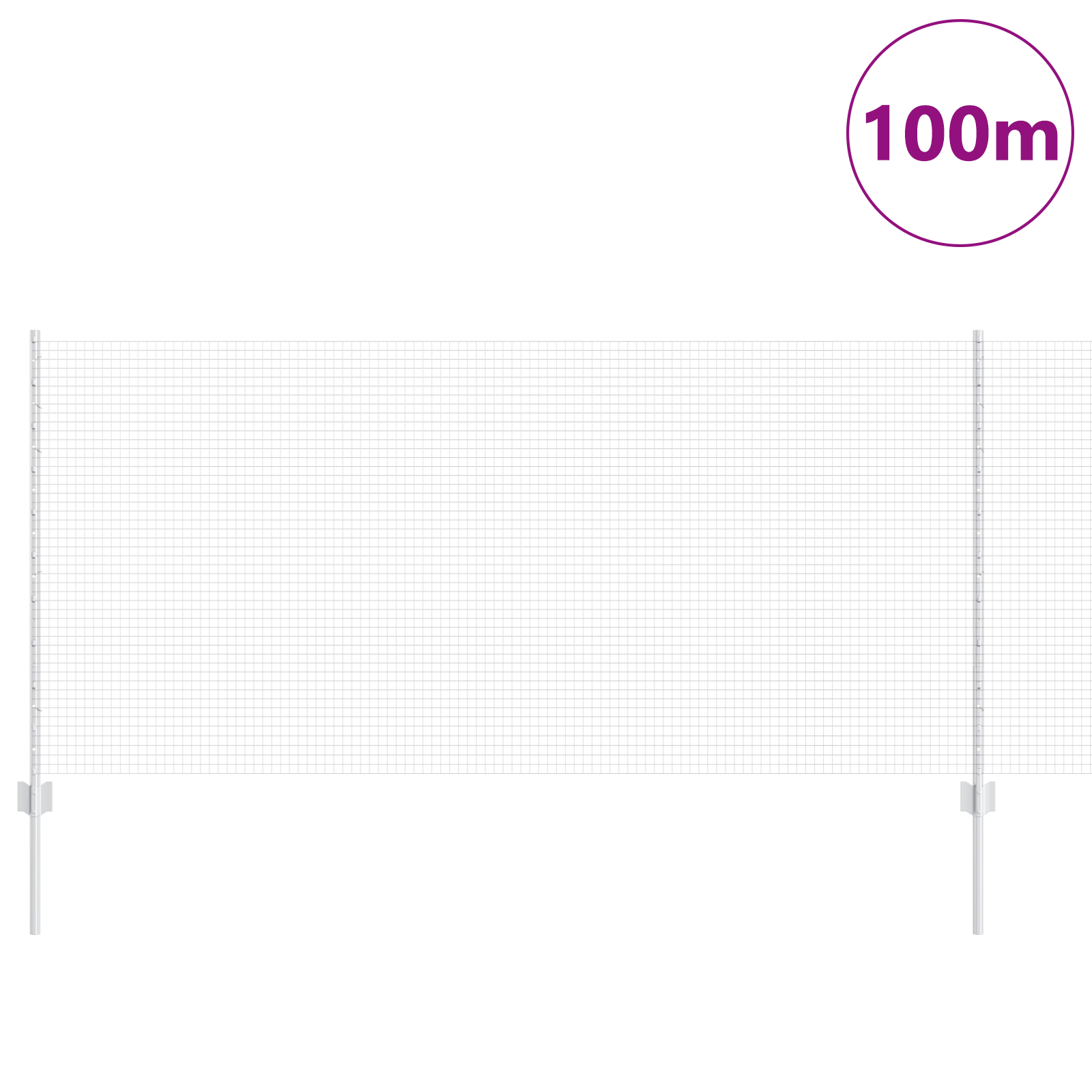 Gjerde med innlegg. sølv 1 x 100 m Stål