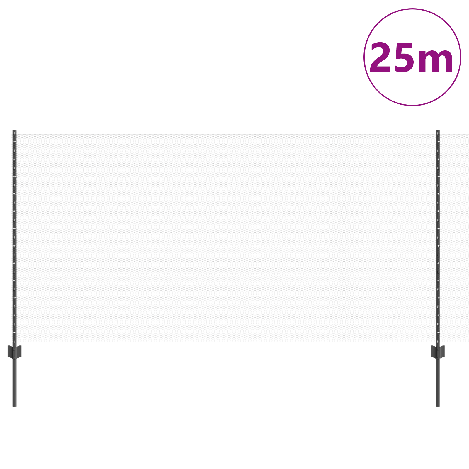 Gjerde med innlegg. Grå 1.2 x 25 m Stål