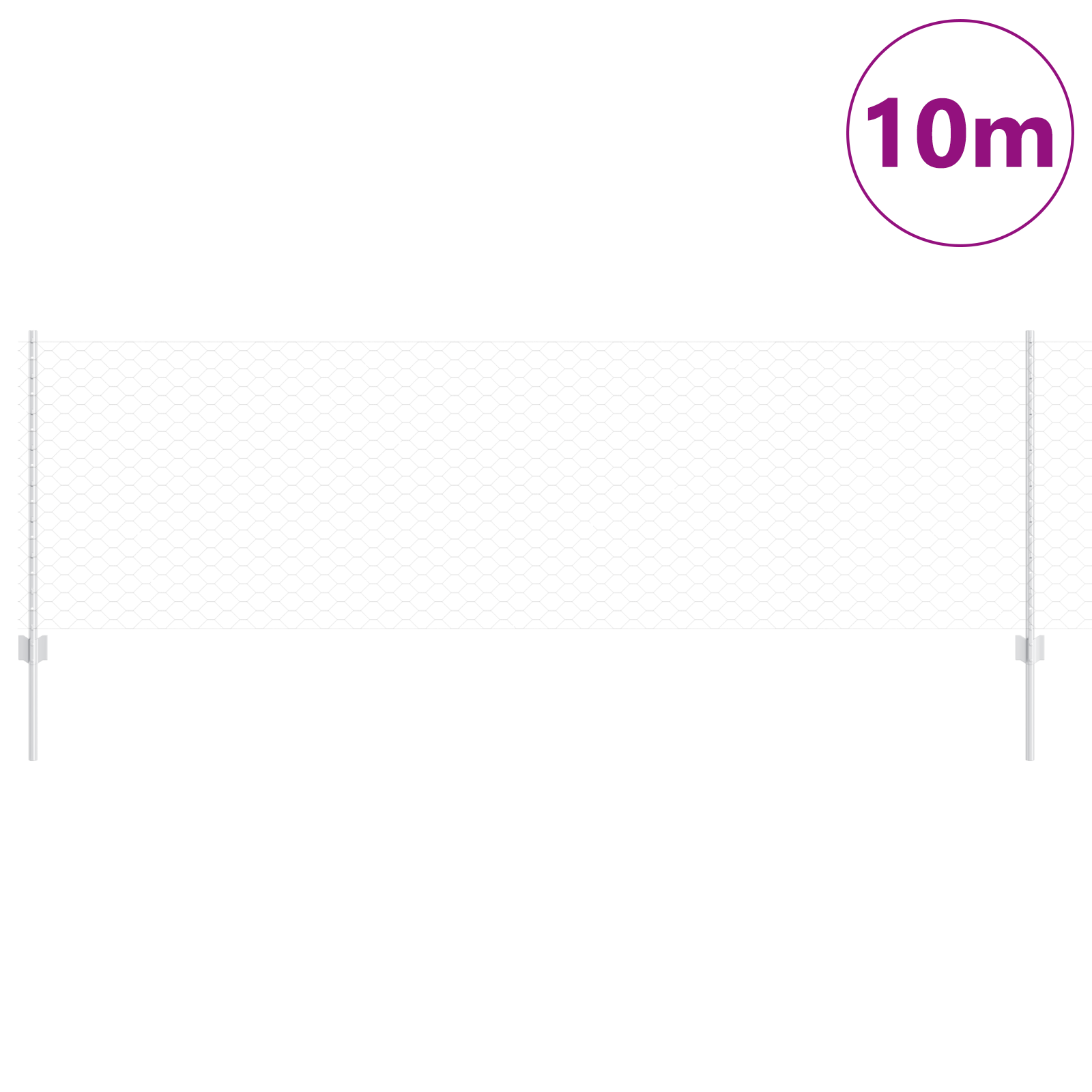 Gjerde med innlegg. sølv 0.8 x 10 m Stål