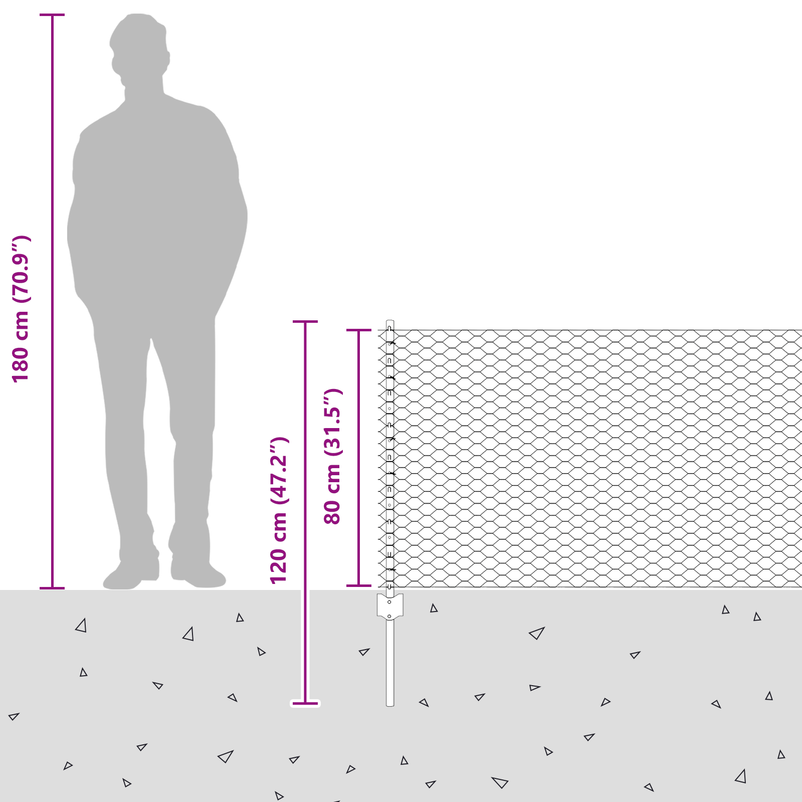 Gjerde med innlegg. sølv 0.8 x 25 m Stål