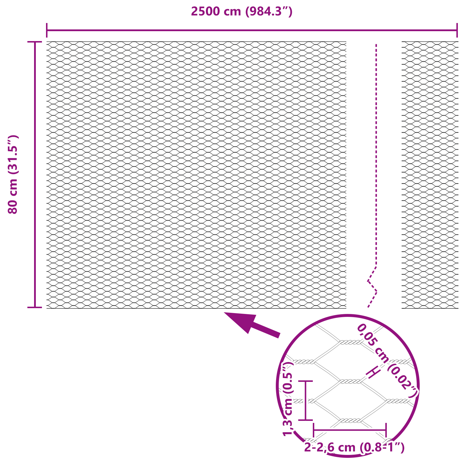 Gjerde med innlegg. sølv 0.8 x 25 m Stål