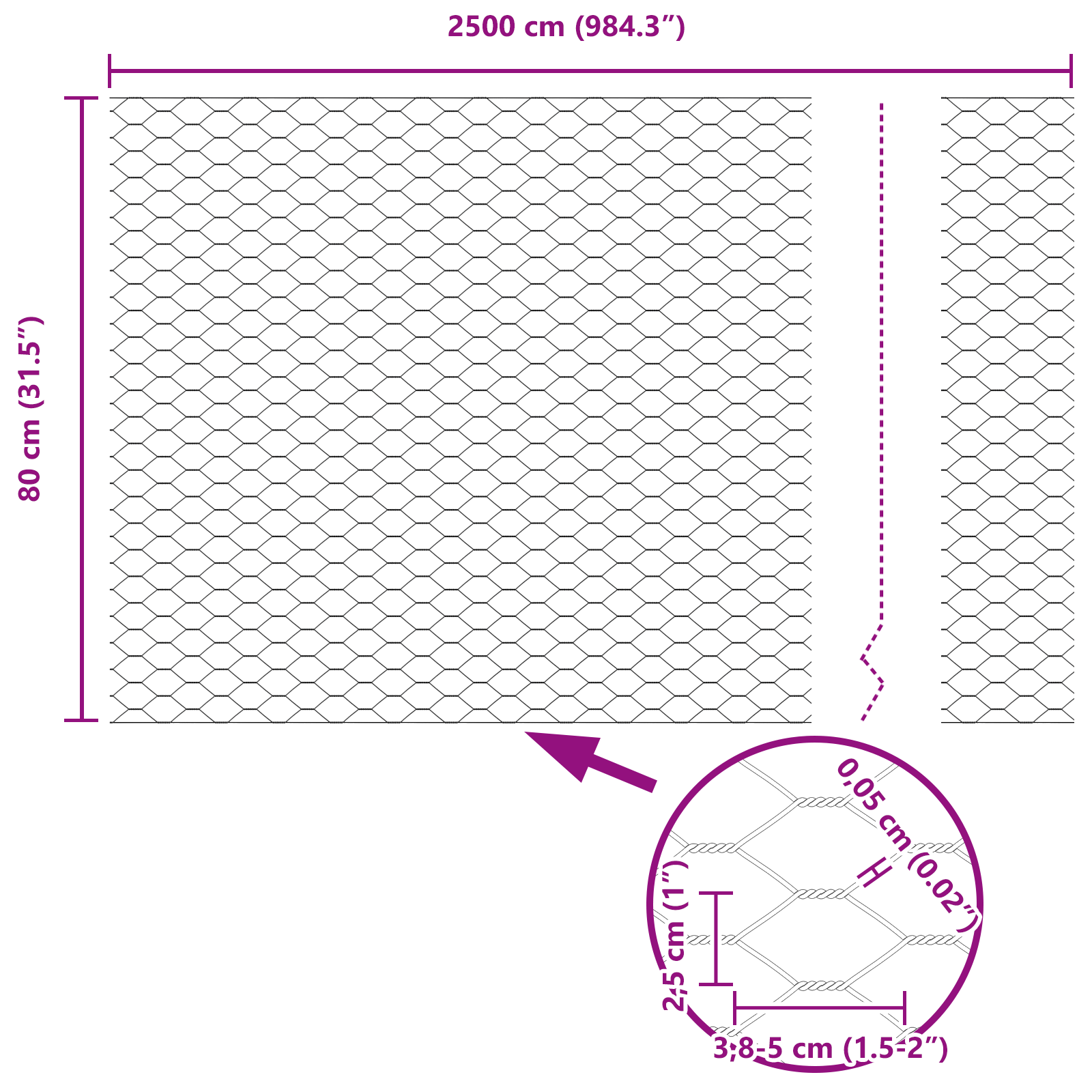Gjerde med innlegg. sølv 0.8 x 25 m Stål