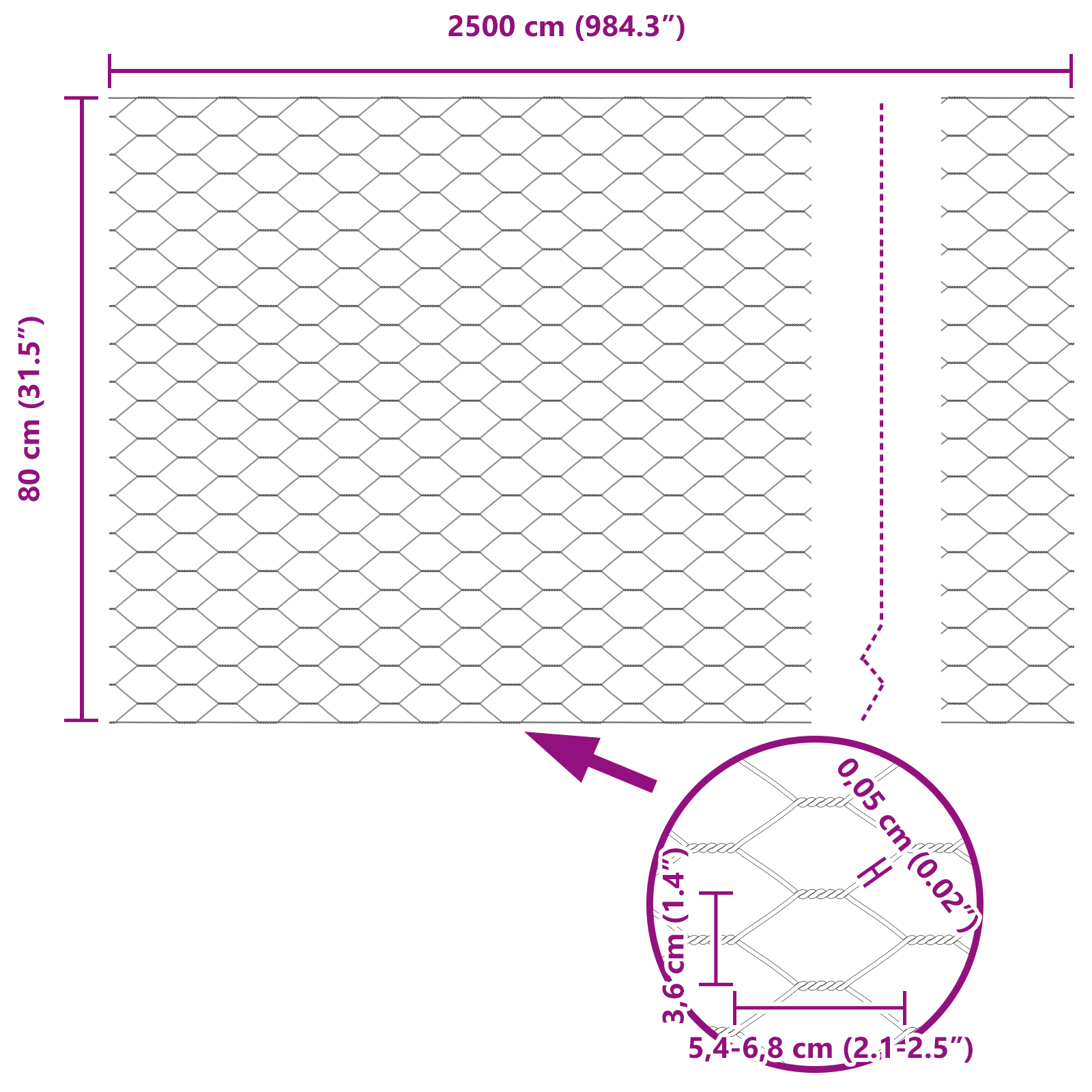Gjerde med innlegg. sølv 0.8 x 25 m Stål