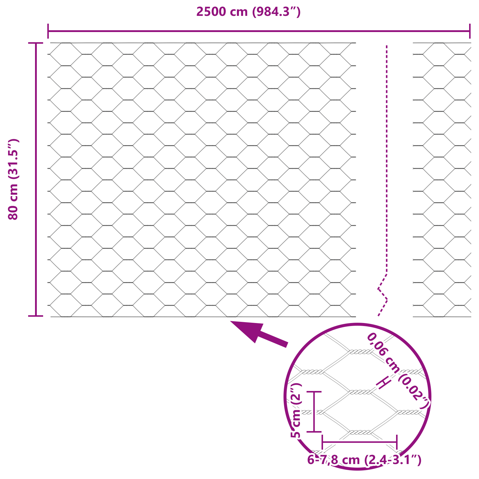 Gjerde med innlegg. sølv 0.8 x 25 m Stål