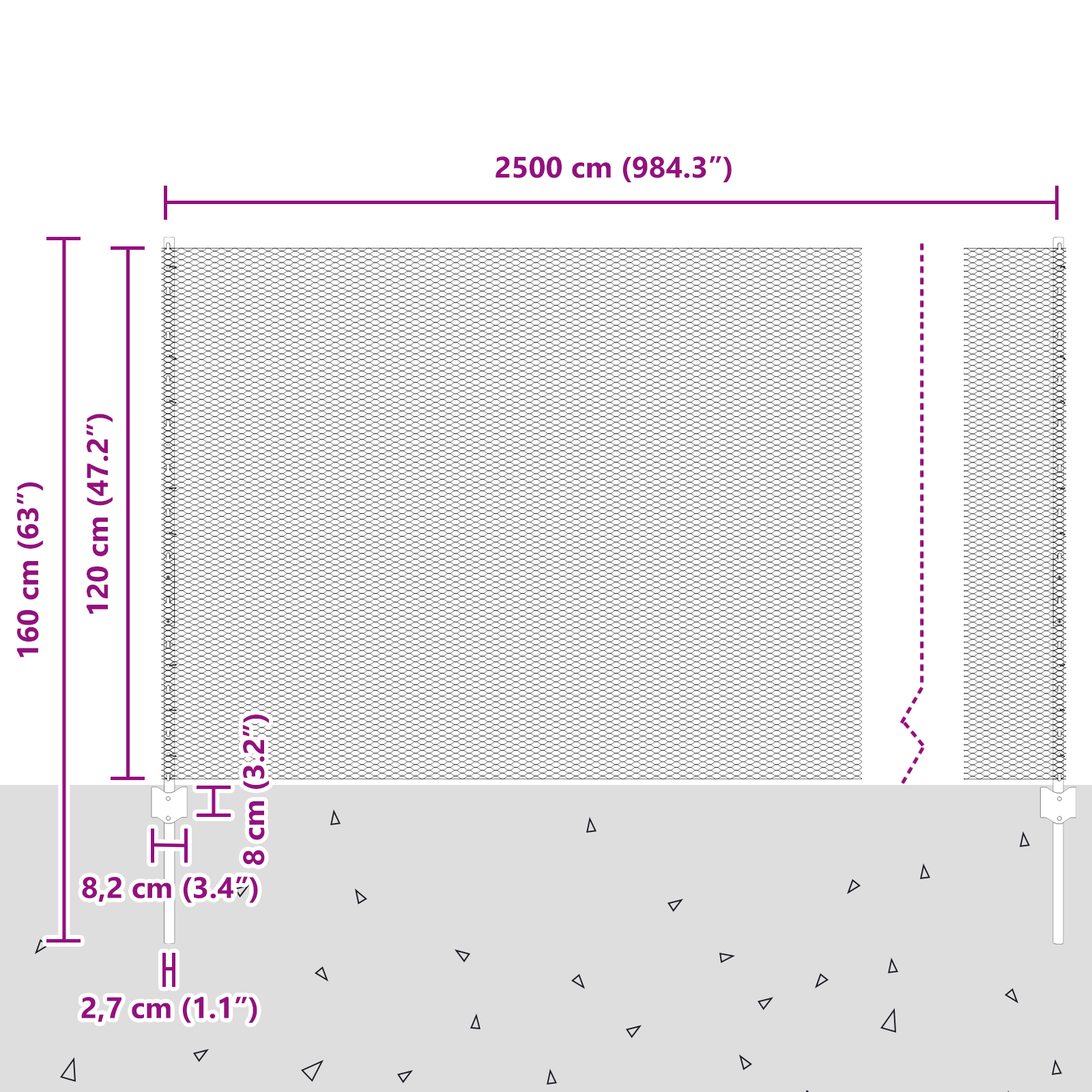 Gjerde med innlegg. sølv 1.2 x 25 m Stål