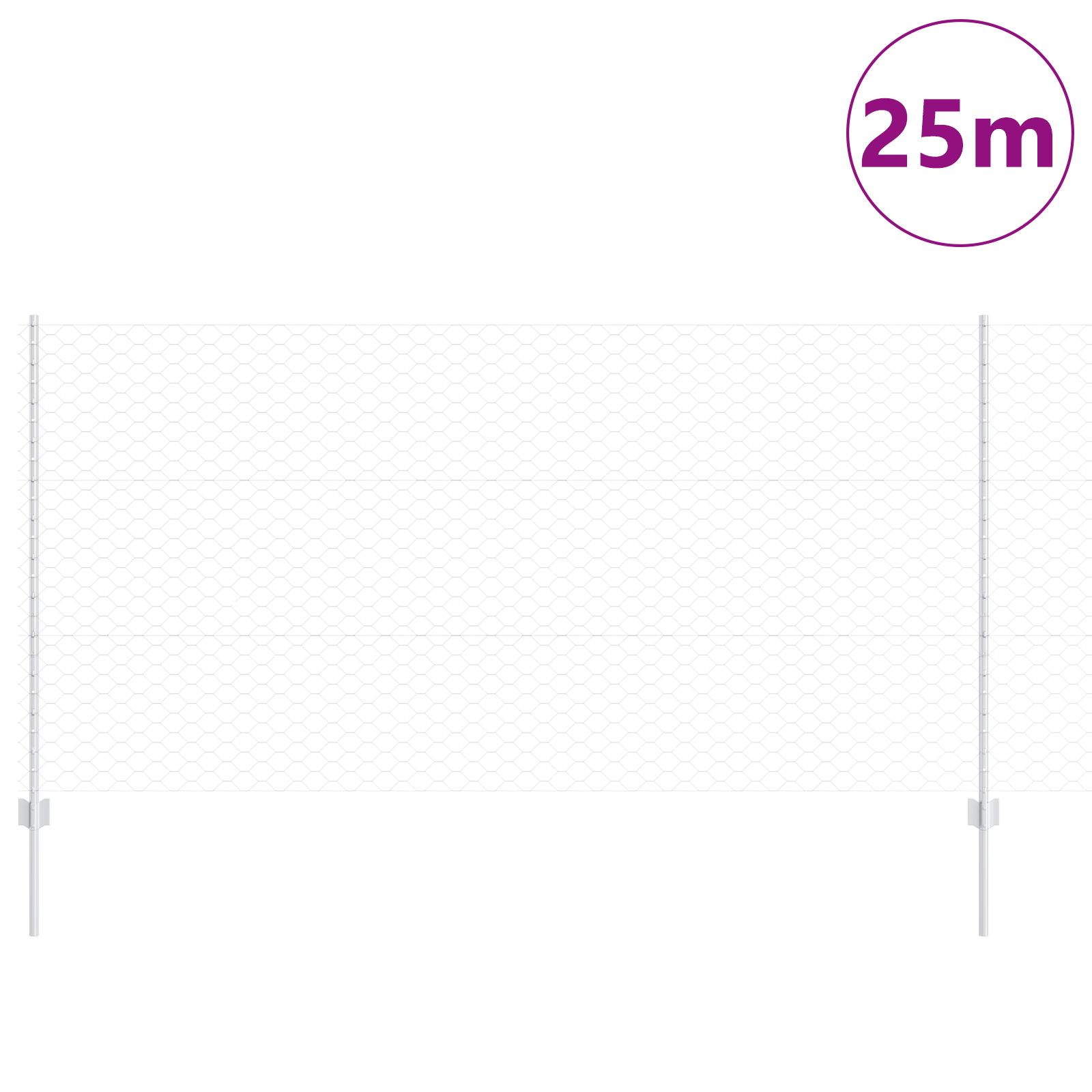 Gjerde med innlegg. sølv 1.2 x 25 m Stål