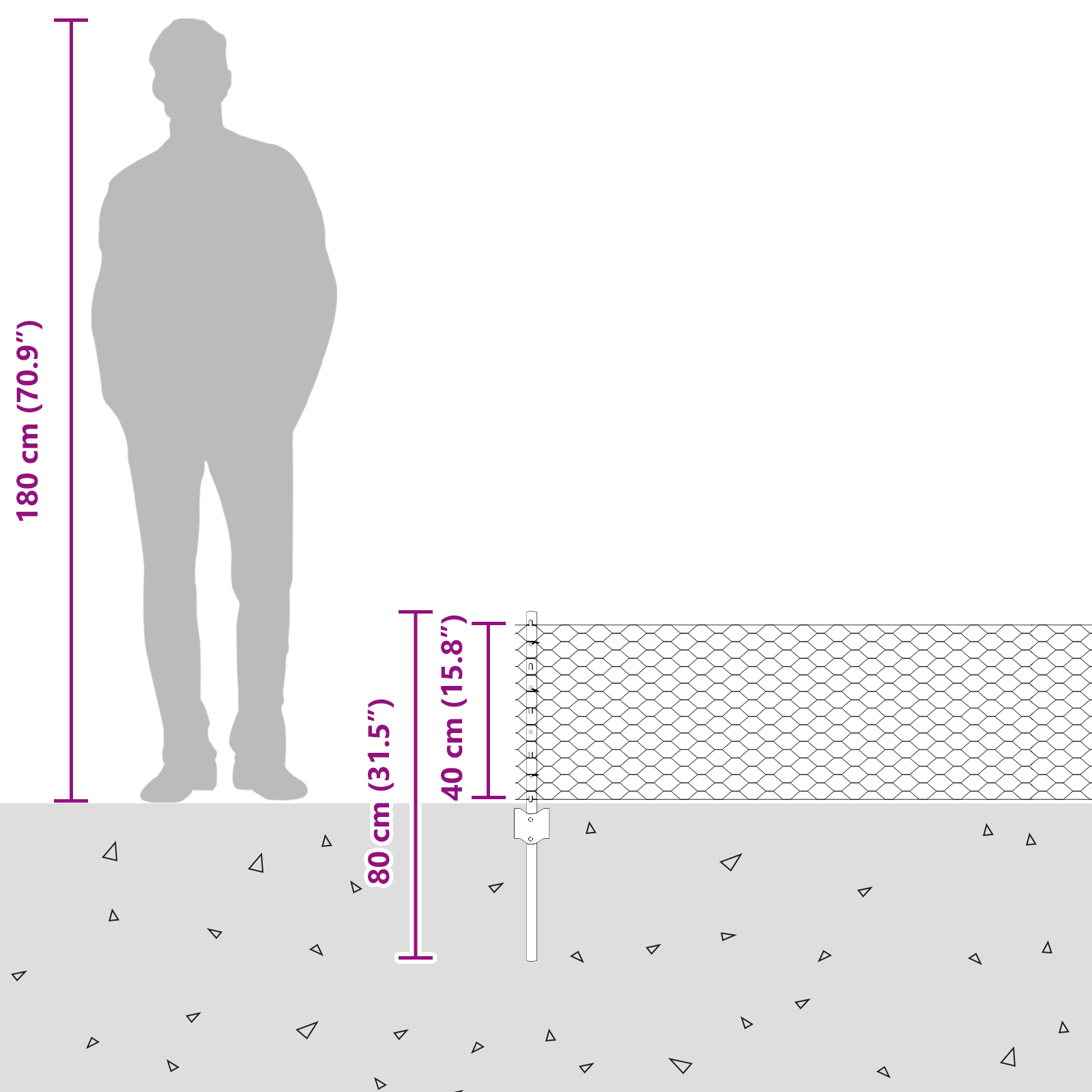 Gjerde med innlegg. sølv 0.4 x 50 m Stål