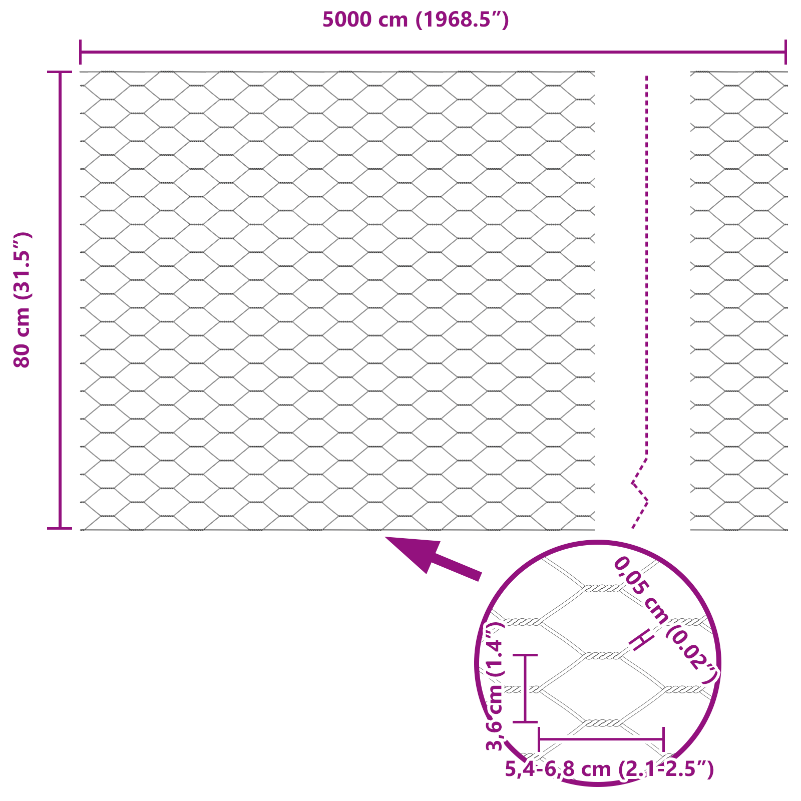 Gjerde med innlegg. sølv 0.8 x 50 m Stål
