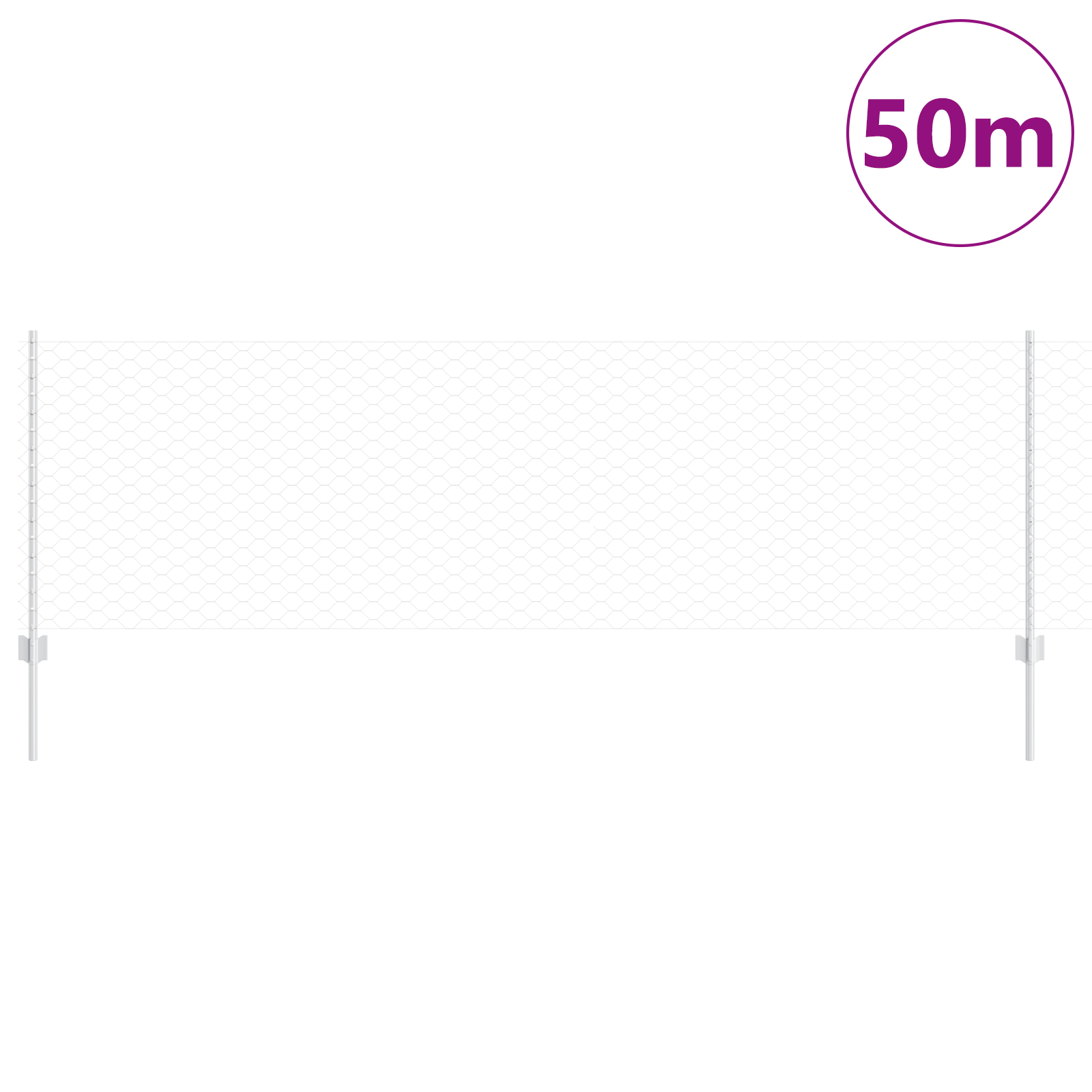 Gjerde med innlegg. sølv 0.8 x 50 m Stål