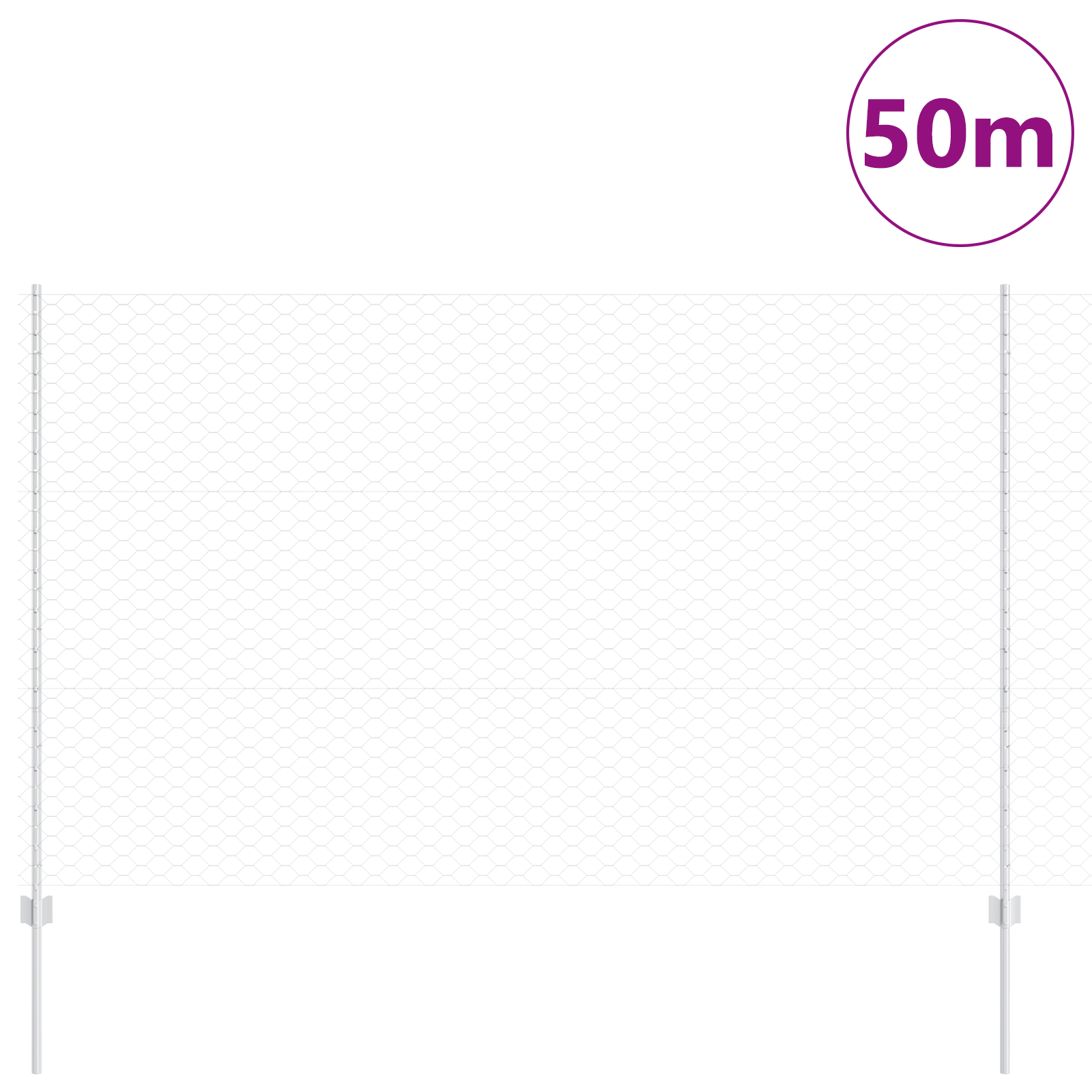 Gjerde med innlegg. sølv 1.5 x 50 m Stål