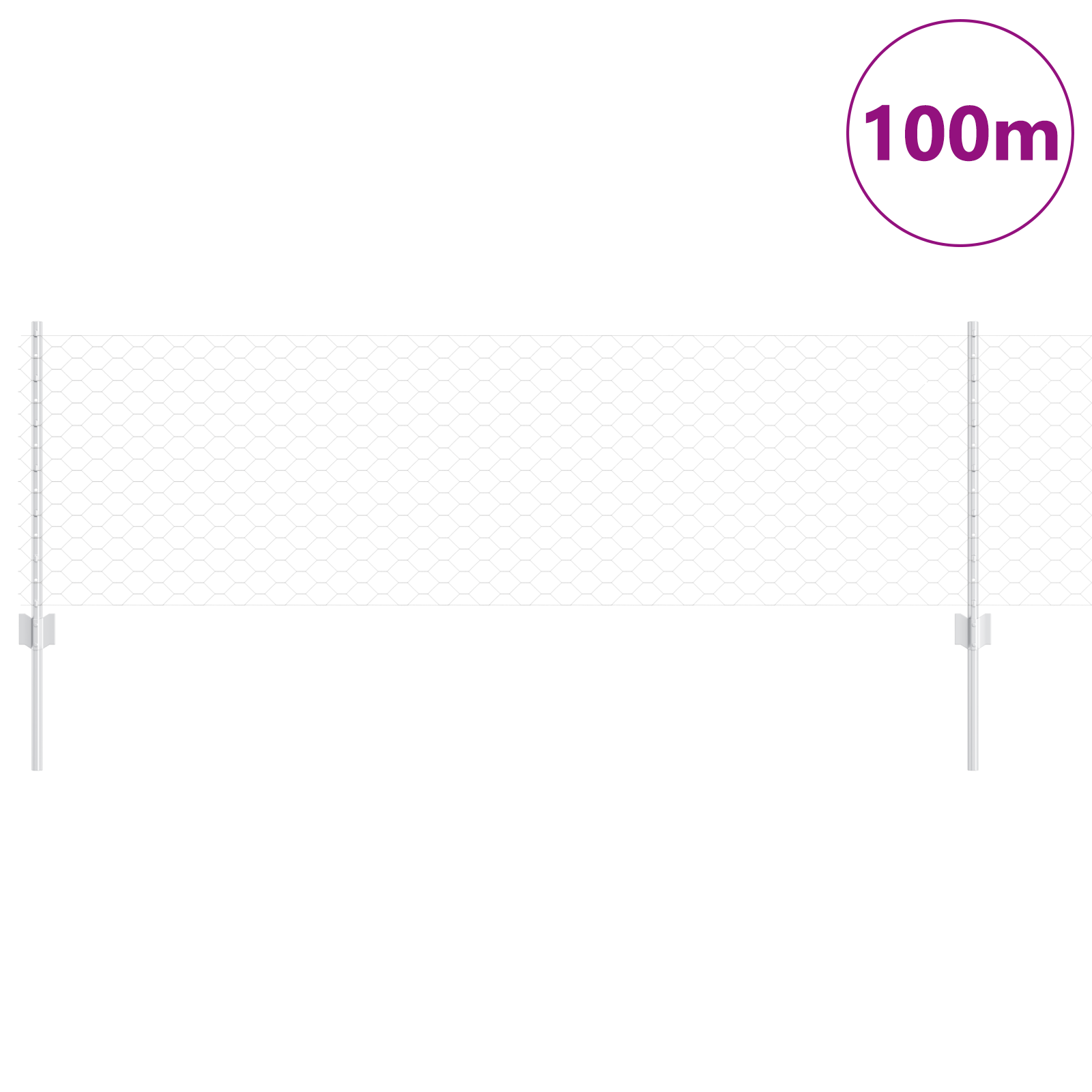 Gjerde med innlegg. sølv 0.6 x 100 m Stål