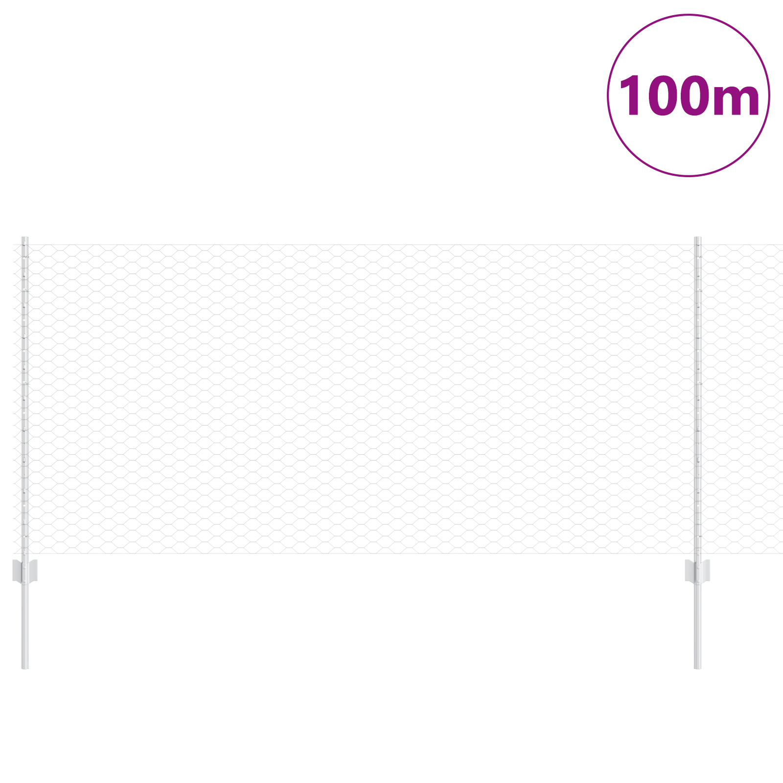 Gjerde med innlegg. sølv 1 x 100 m Stål
