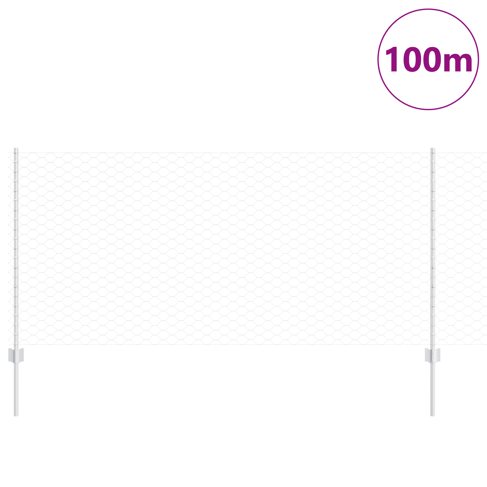 Gjerde med innlegg. sølv 1 x 100 m Stål